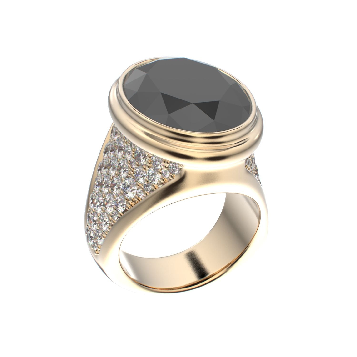 Signature Ring - Onyx & Diamond - 9ct Gold - BeckonJewel