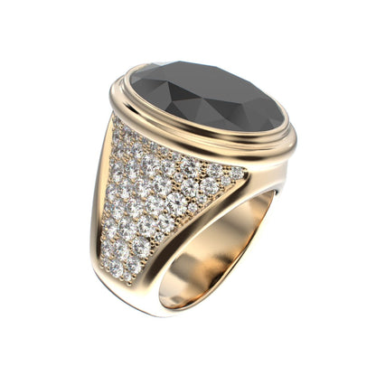 Signature Ring - Onyx & Diamond - 9ct Gold - BeckonJewel