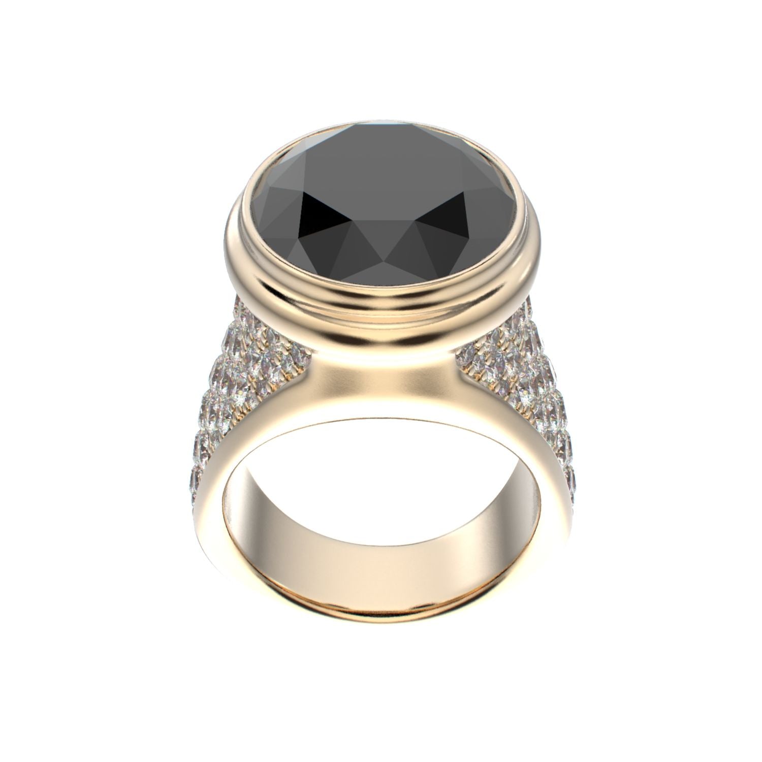 Signature Ring - Onyx & Diamond - 9ct Gold - BeckonJewel