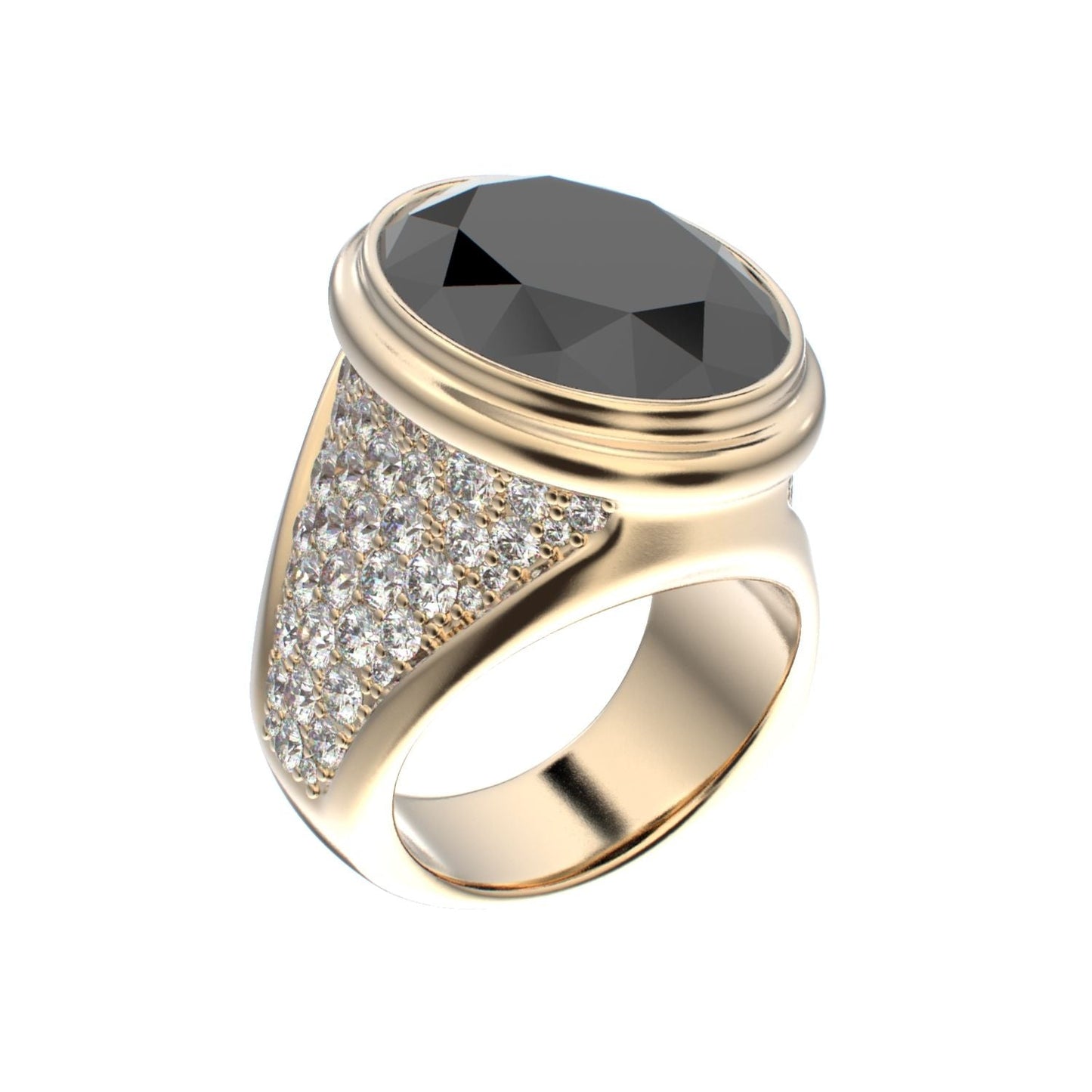 Signature Ring - Onyx & Diamond - 9ct Gold - BeckonJewel