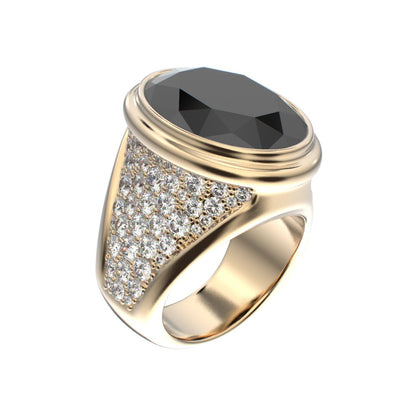 Signature Ring - Onyx & Diamond - 9ct Gold - BeckonJewel