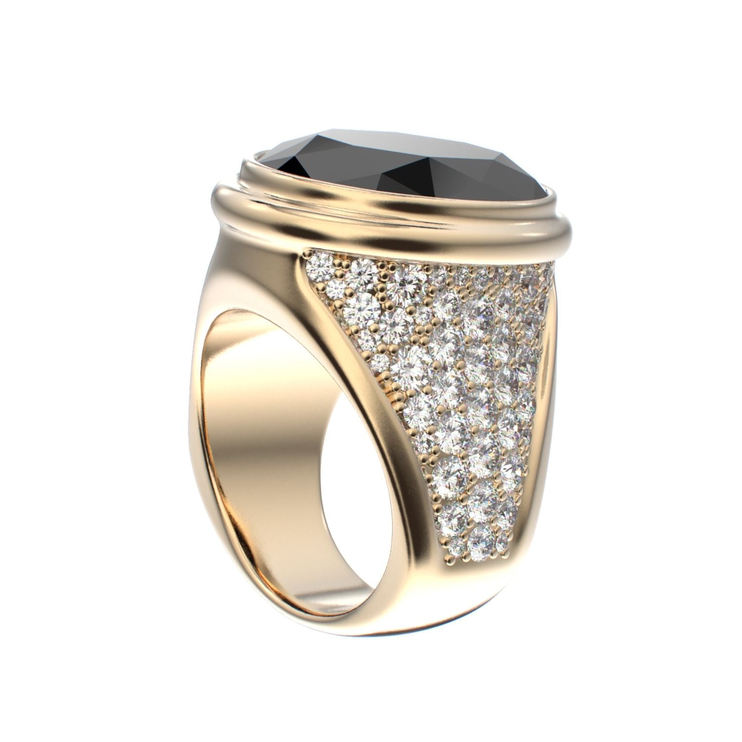 Signature Ring - Onyx & Diamond - 9ct Gold - BeckonJewel