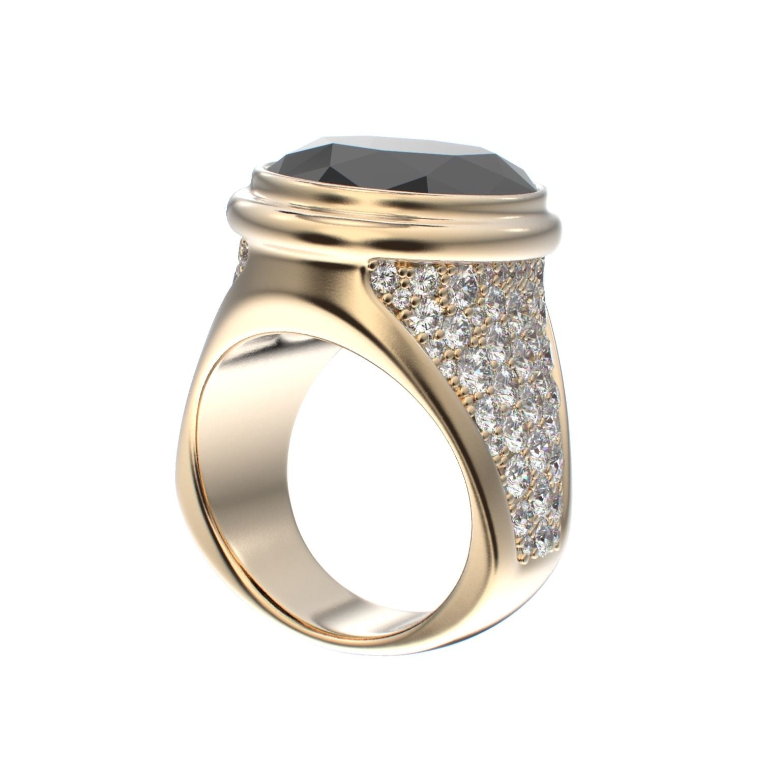 Signature Ring - Onyx & Diamond - 9ct Gold - BeckonJewel