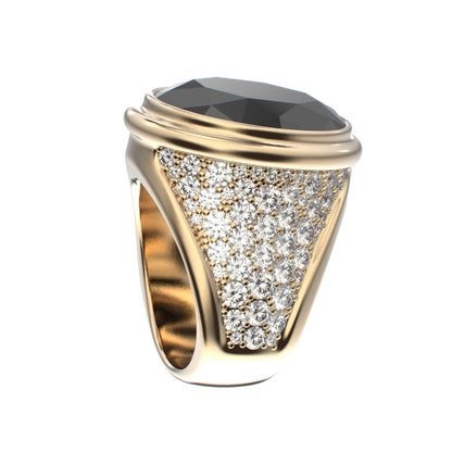 Signature Ring - Onyx & Diamond - 9ct Gold - BeckonJewel