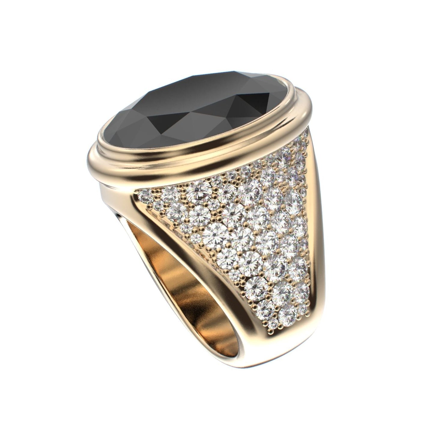 Signature Ring - Onyx & Diamond - 9ct Gold - BeckonJewel