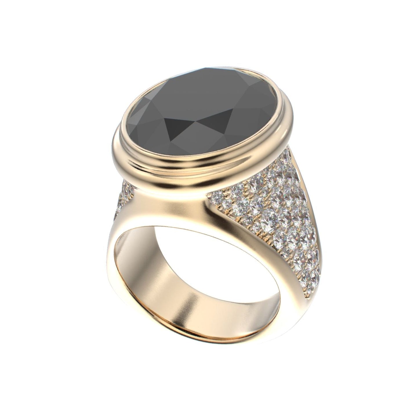 Signature Ring - Onyx & Diamond - 9ct Gold - BeckonJewel