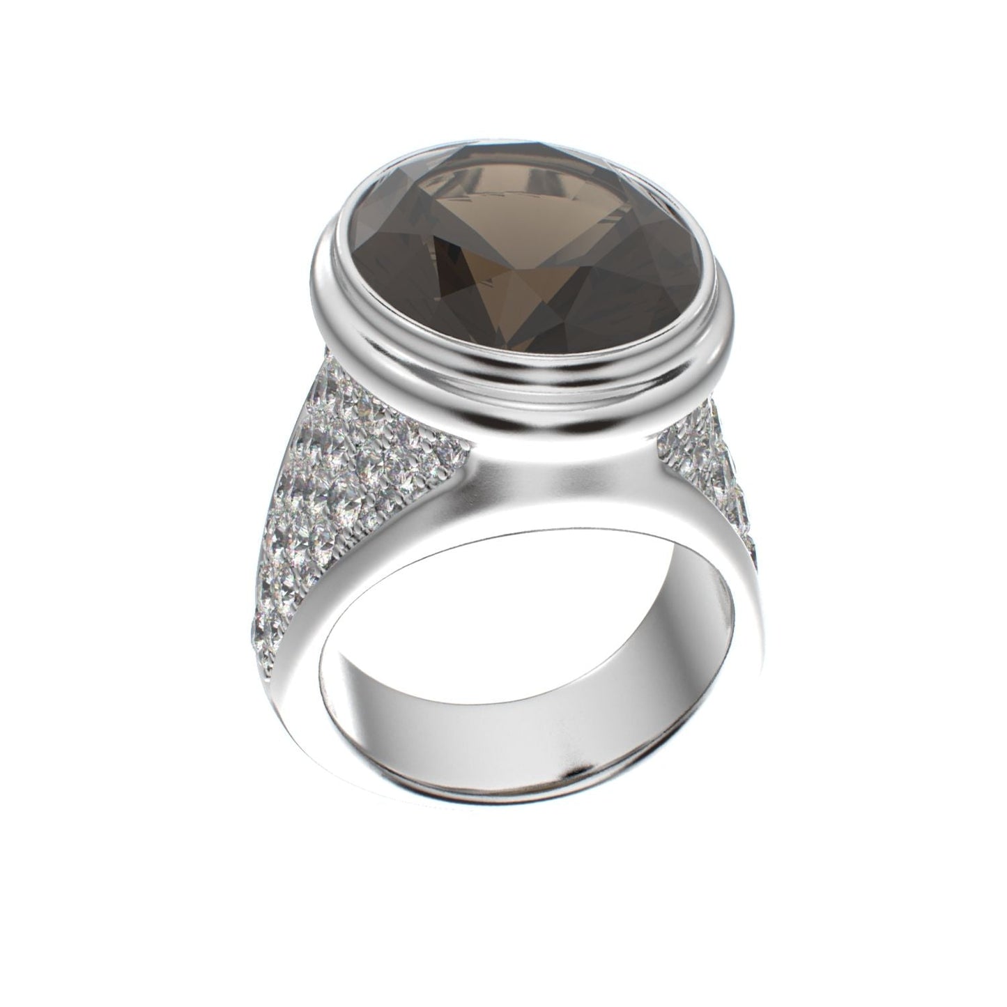 Signature Ring - Smokey quartz & Moissanite - 925 Silver - BeckonJewel