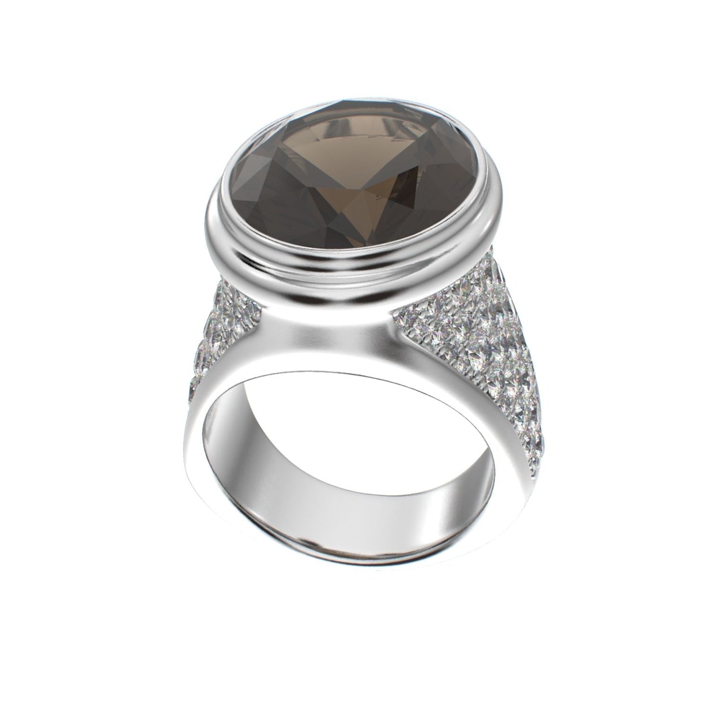 Signature Ring - Smokey quartz & Moissanite - 925 Silver - BeckonJewel