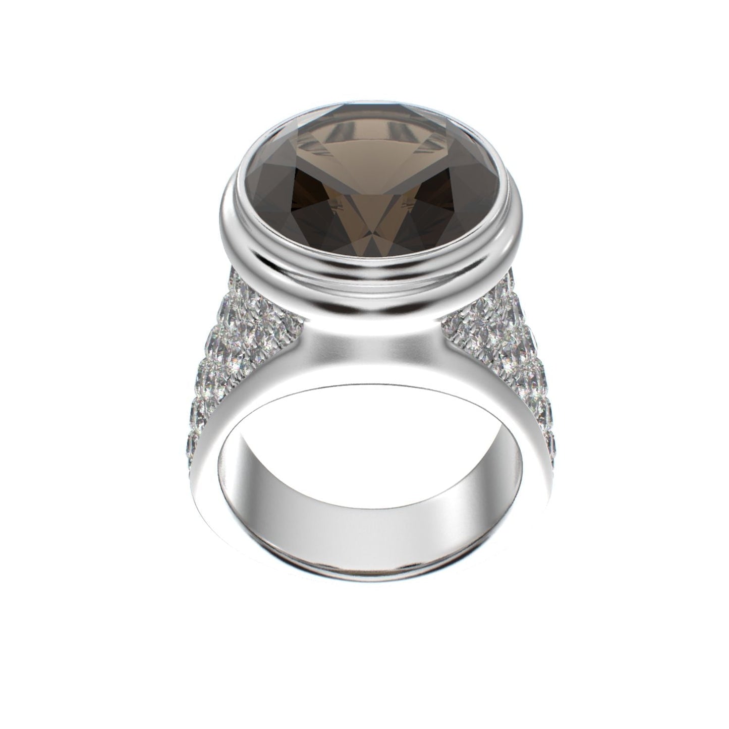 Signature Ring - Smokey quartz & Moissanite - 925 Silver - BeckonJewel