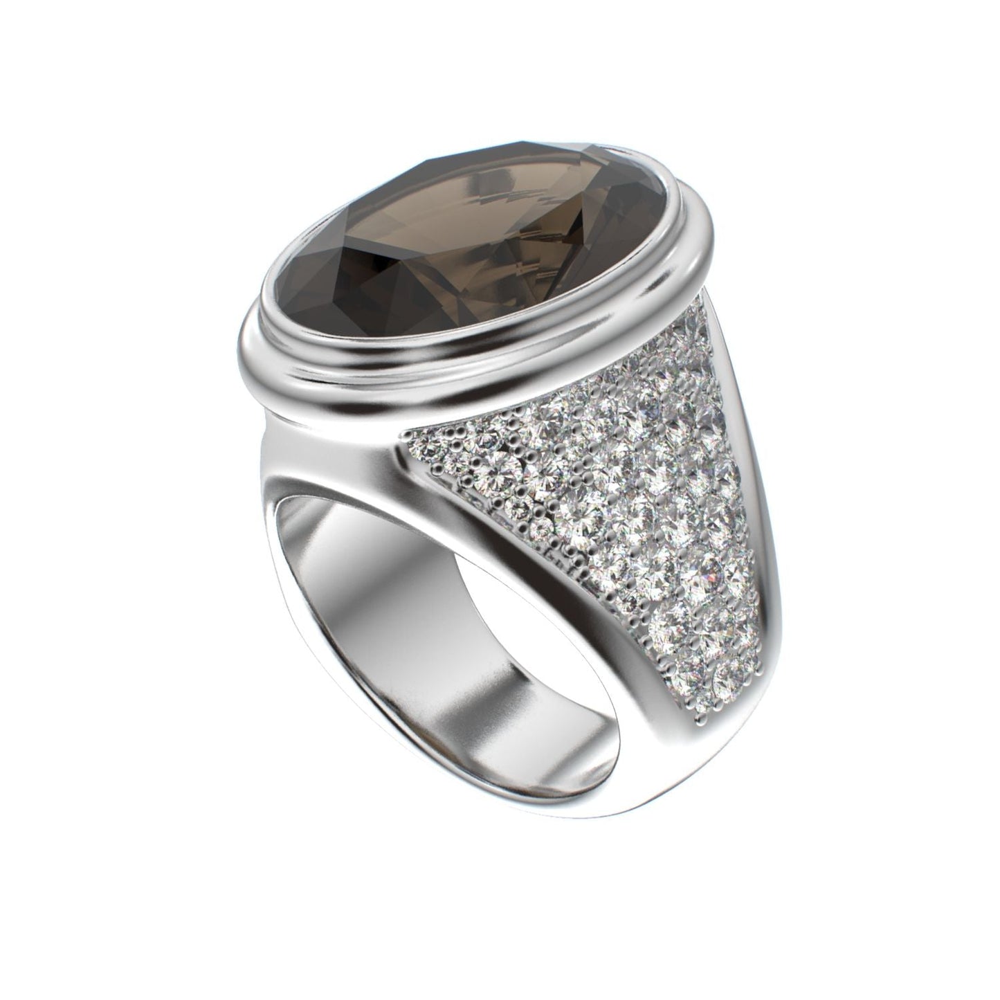 Signature Ring - Smokey quartz & Moissanite - 925 Silver - BeckonJewel