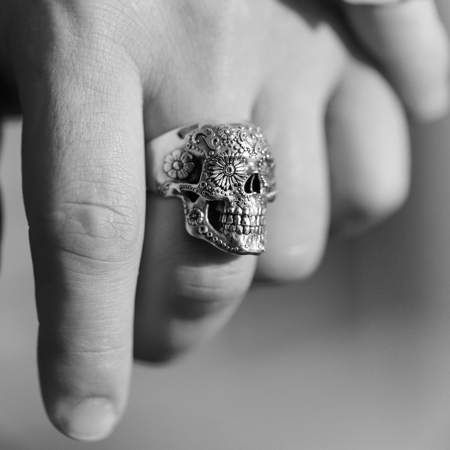 Small Sugar Skull Ring – Handcrafted 9ct Yellow Gold - BeckonJewel