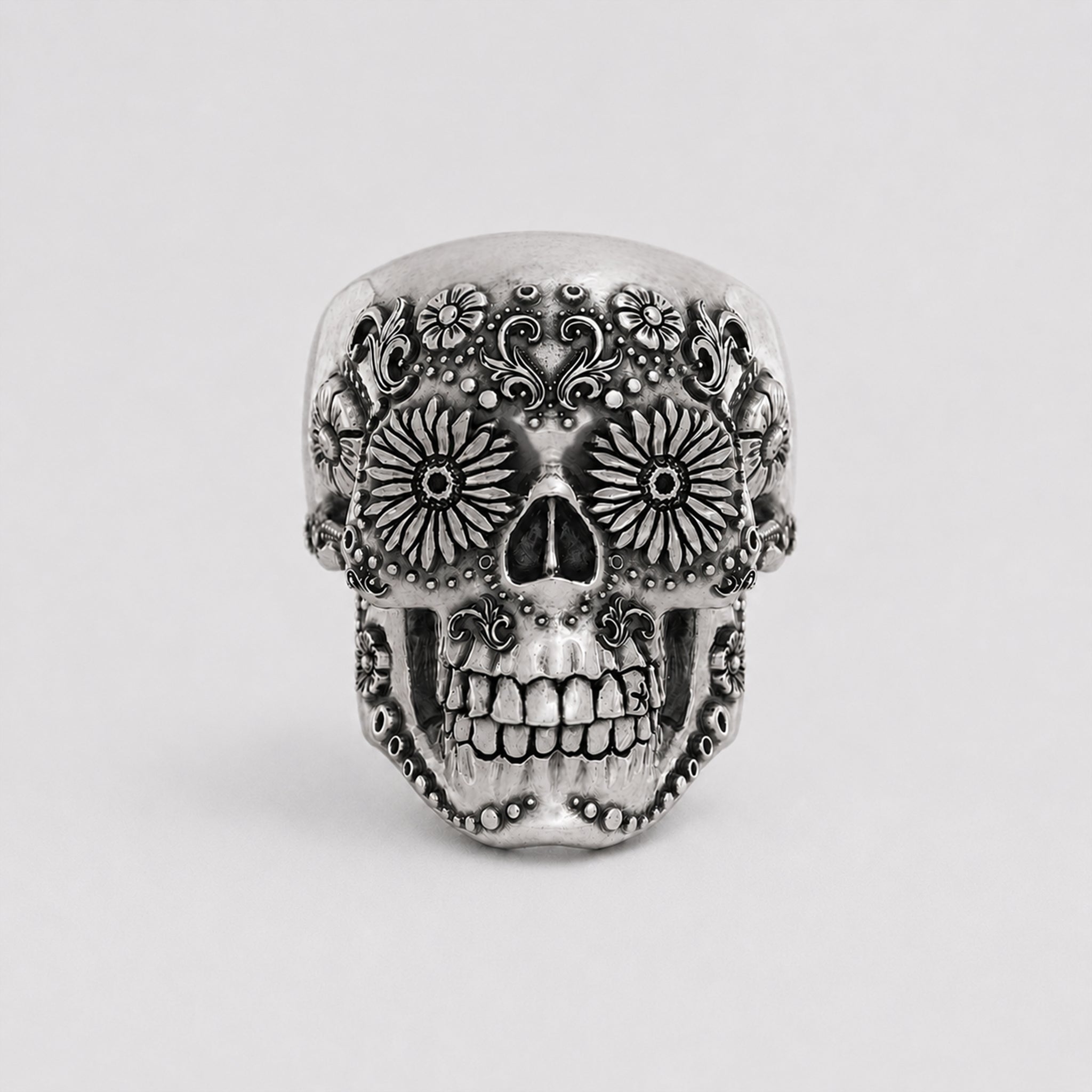 Small Sugar Skull Ring – Handcrafted Sterling Silver - BeckonJewel