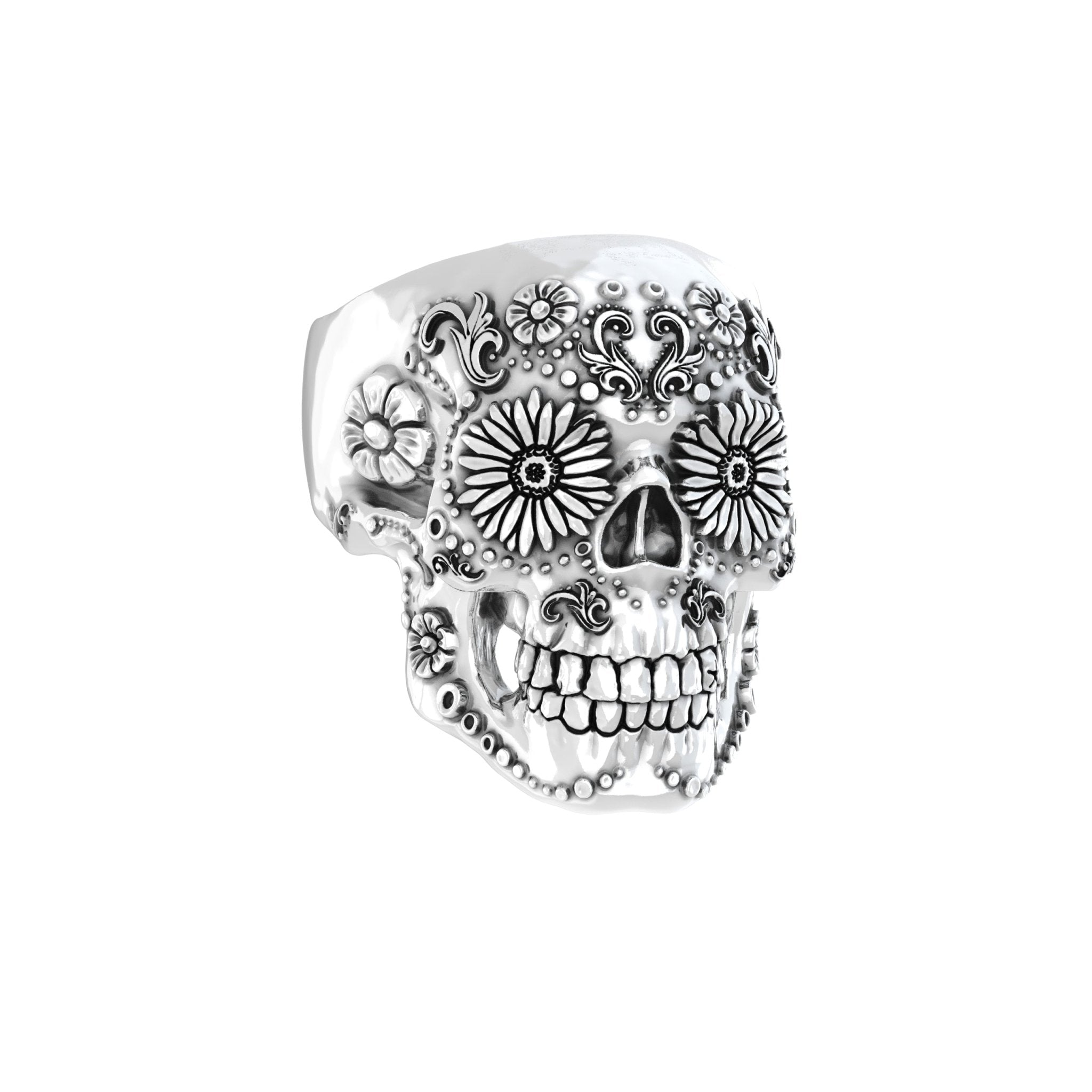 Small Sugar Skull Ring – Handcrafted Sterling Silver - BeckonJewel