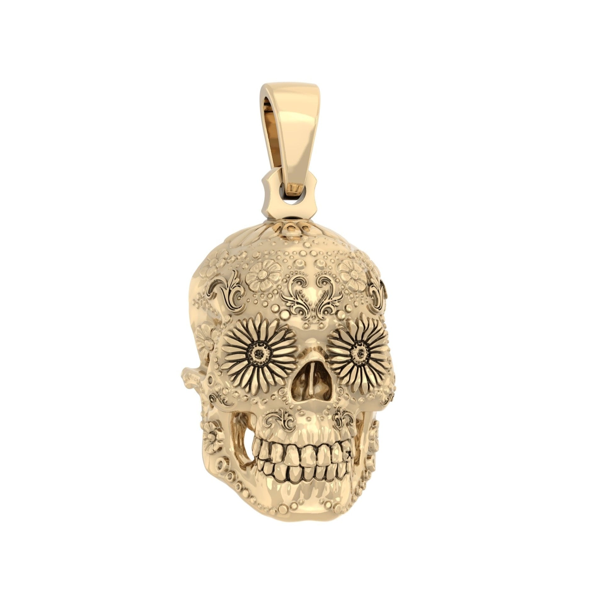 Sugar Skull Pendant – Handcrafted 9ct Yellow Gold - BeckonJewel