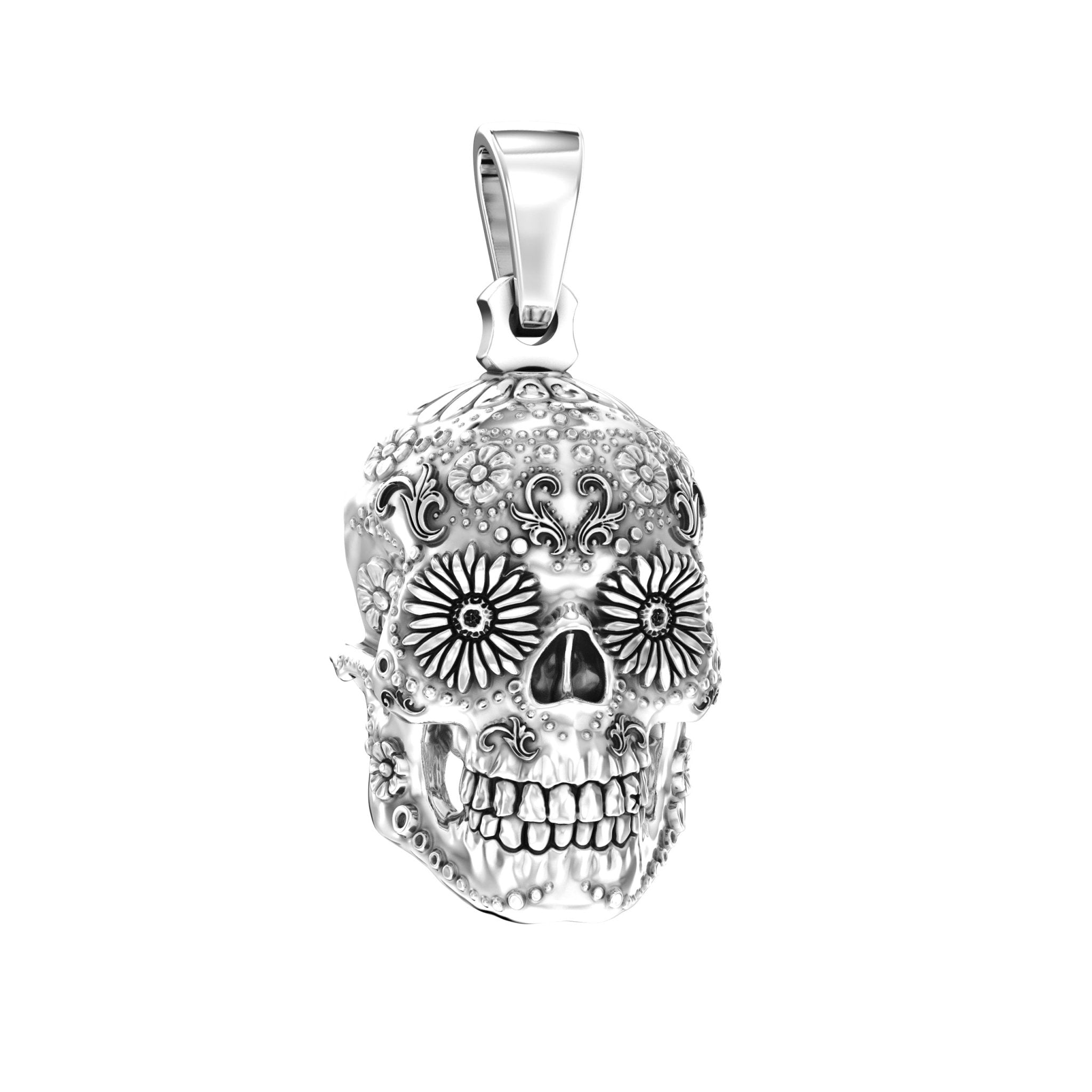 Sugar Skull Pendant – Handcrafted Sterling Silver - BeckonJewel
