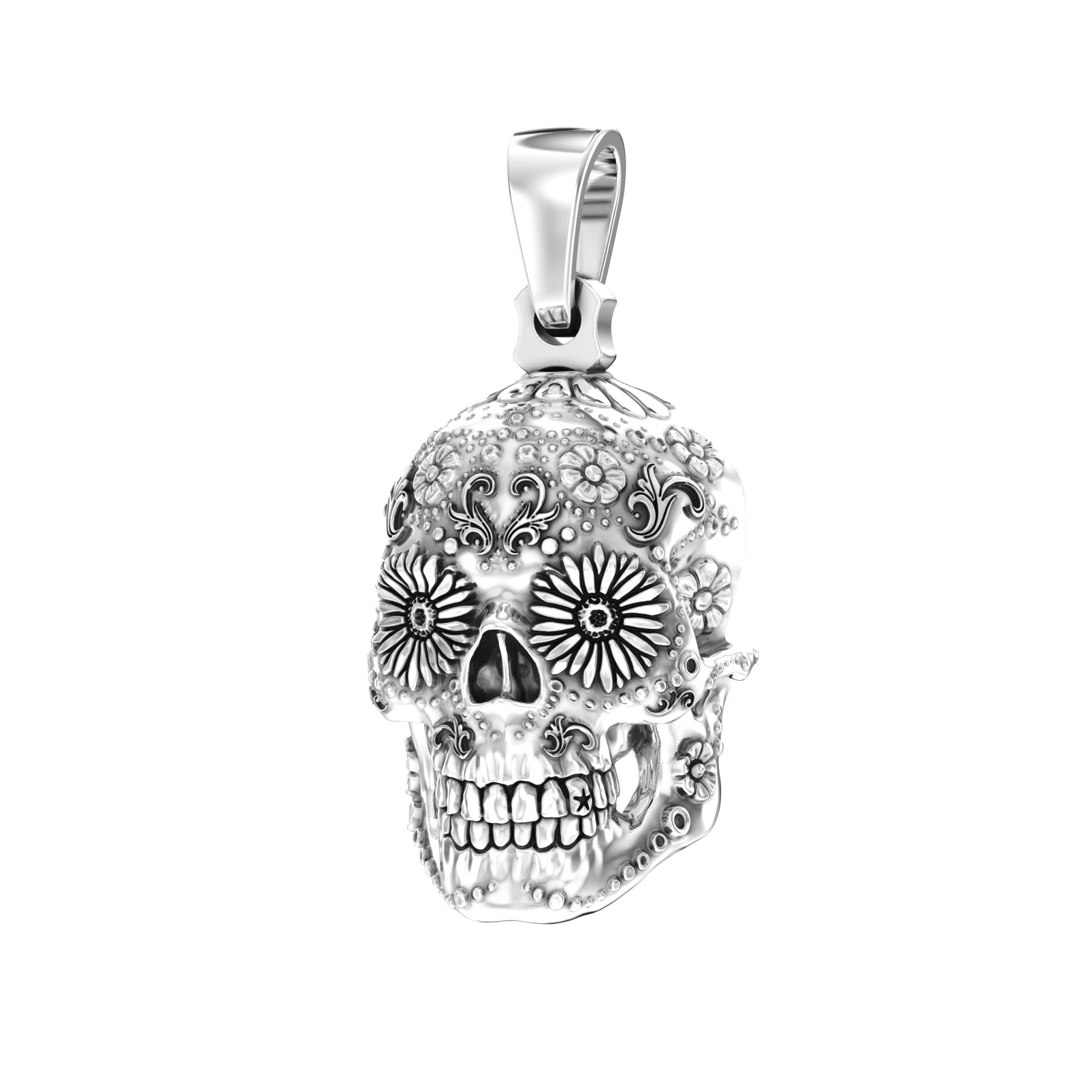 Sugar Skull Pendant – Handcrafted Sterling Silver - BeckonJewel