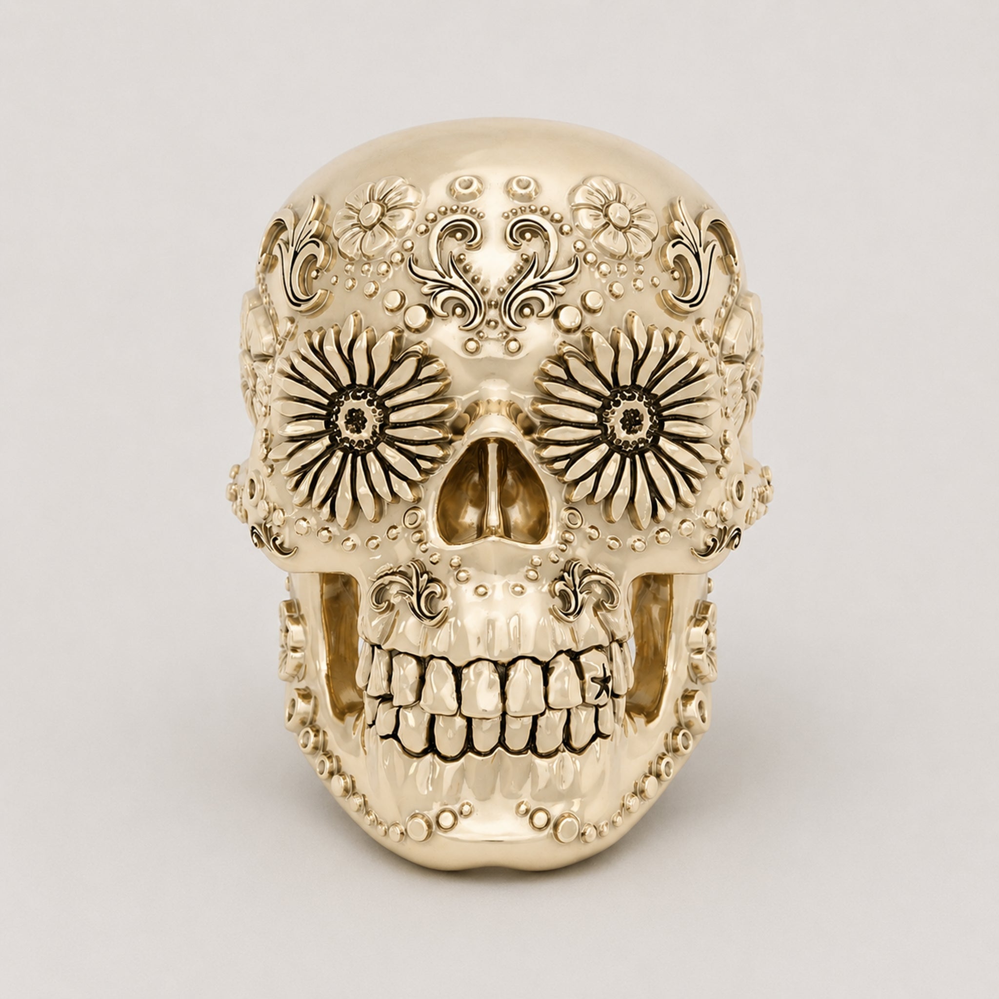 Sugar Skull Ring – Handcrafted 9ct Yellow Gold - BeckonJewel