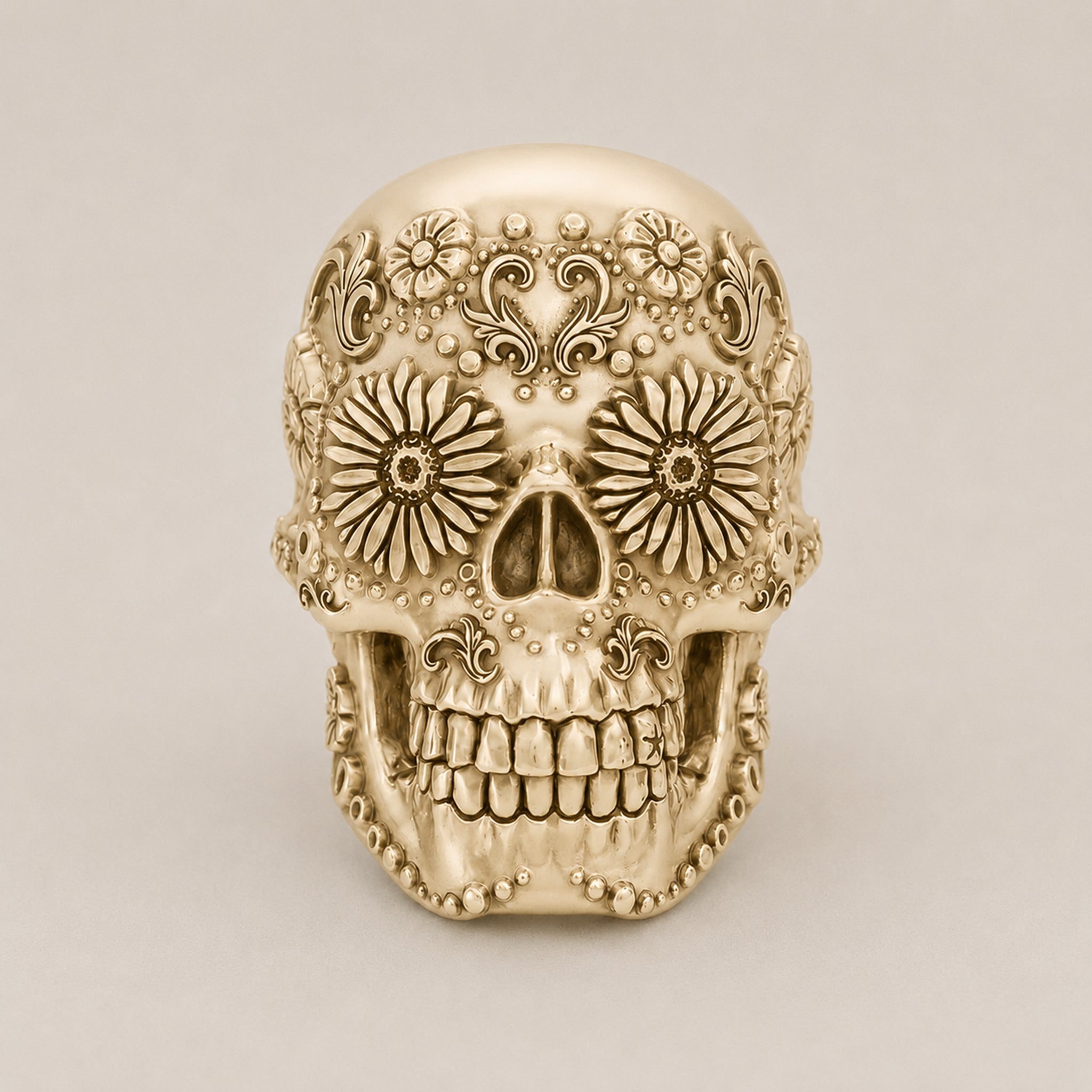 Sugar Skull Ring – Handcrafted 9ct Yellow Gold - BeckonJewel