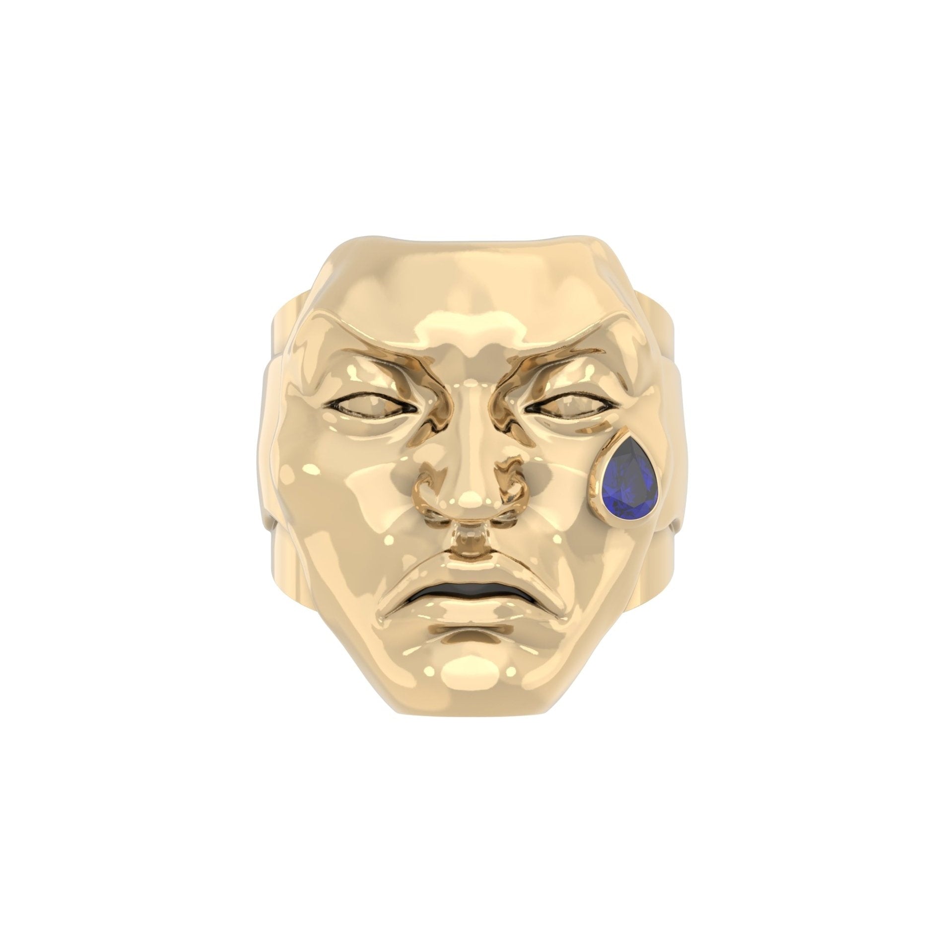 Tear of Resilience Ring – Blue Sapphire | 9ct Yellow Gold - BeckonJewel