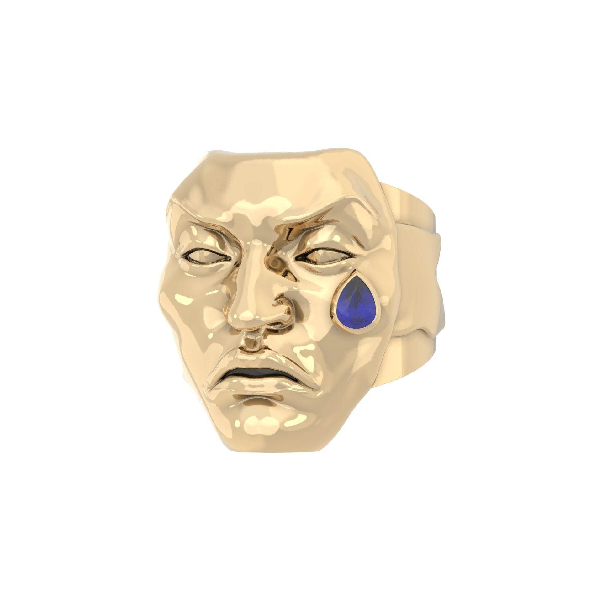 Tear of Resilience Ring – Blue Sapphire | 9ct Yellow Gold - BeckonJewel