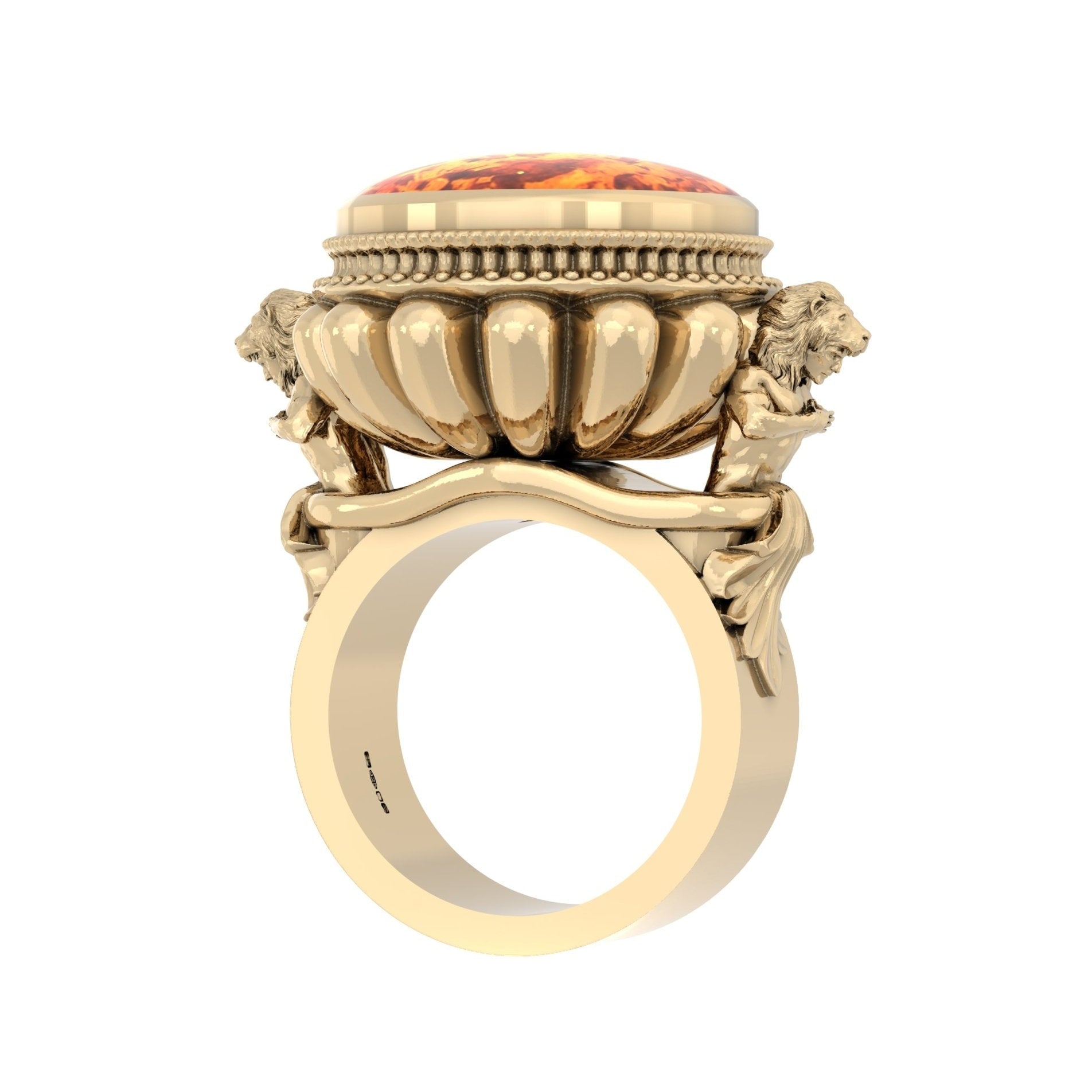 The Herculean Ring in 9ct Gold with Amber – Strength in Sculpted Form - BeckonJewel