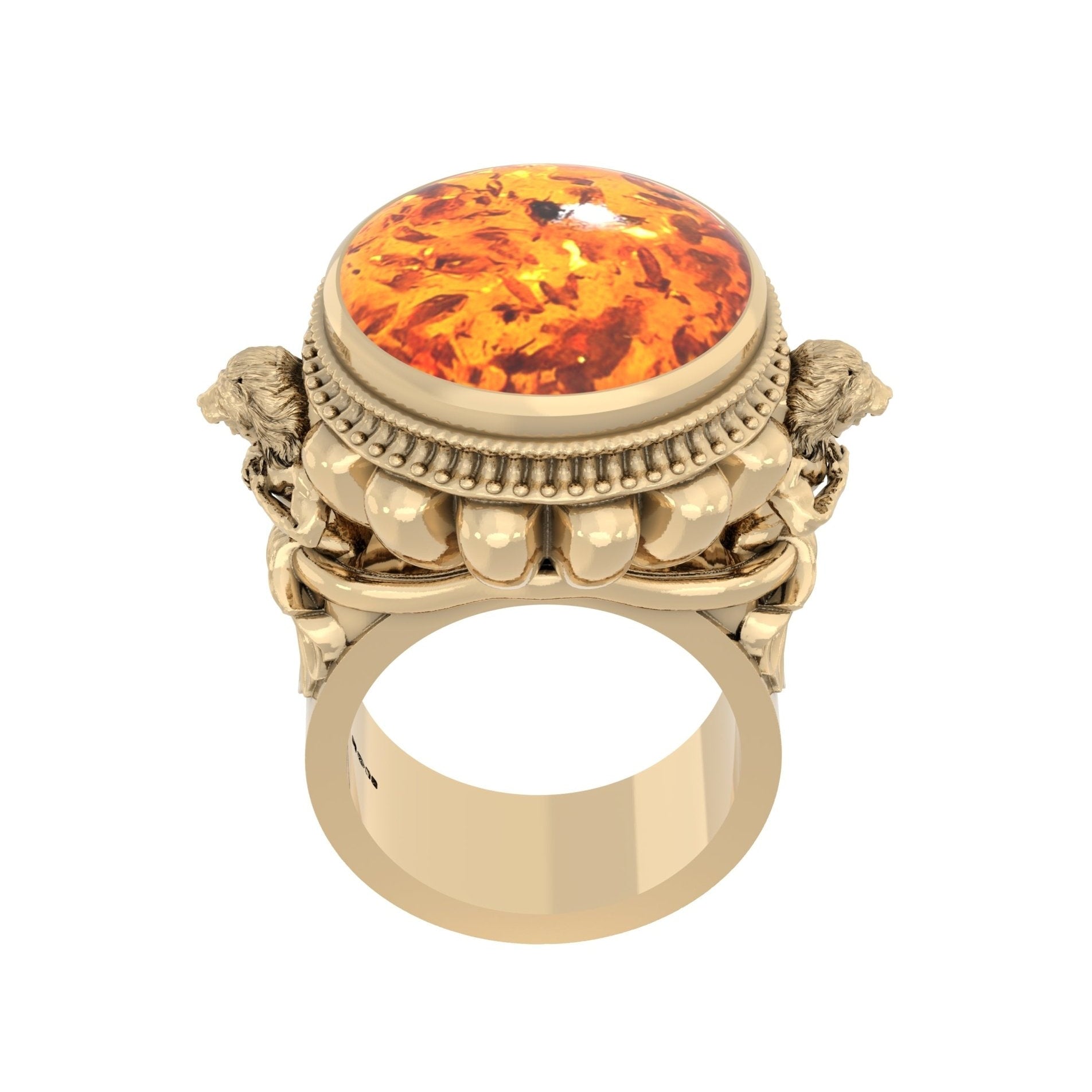 The Herculean Ring in 9ct Gold with Amber – Strength in Sculpted Form - BeckonJewel
