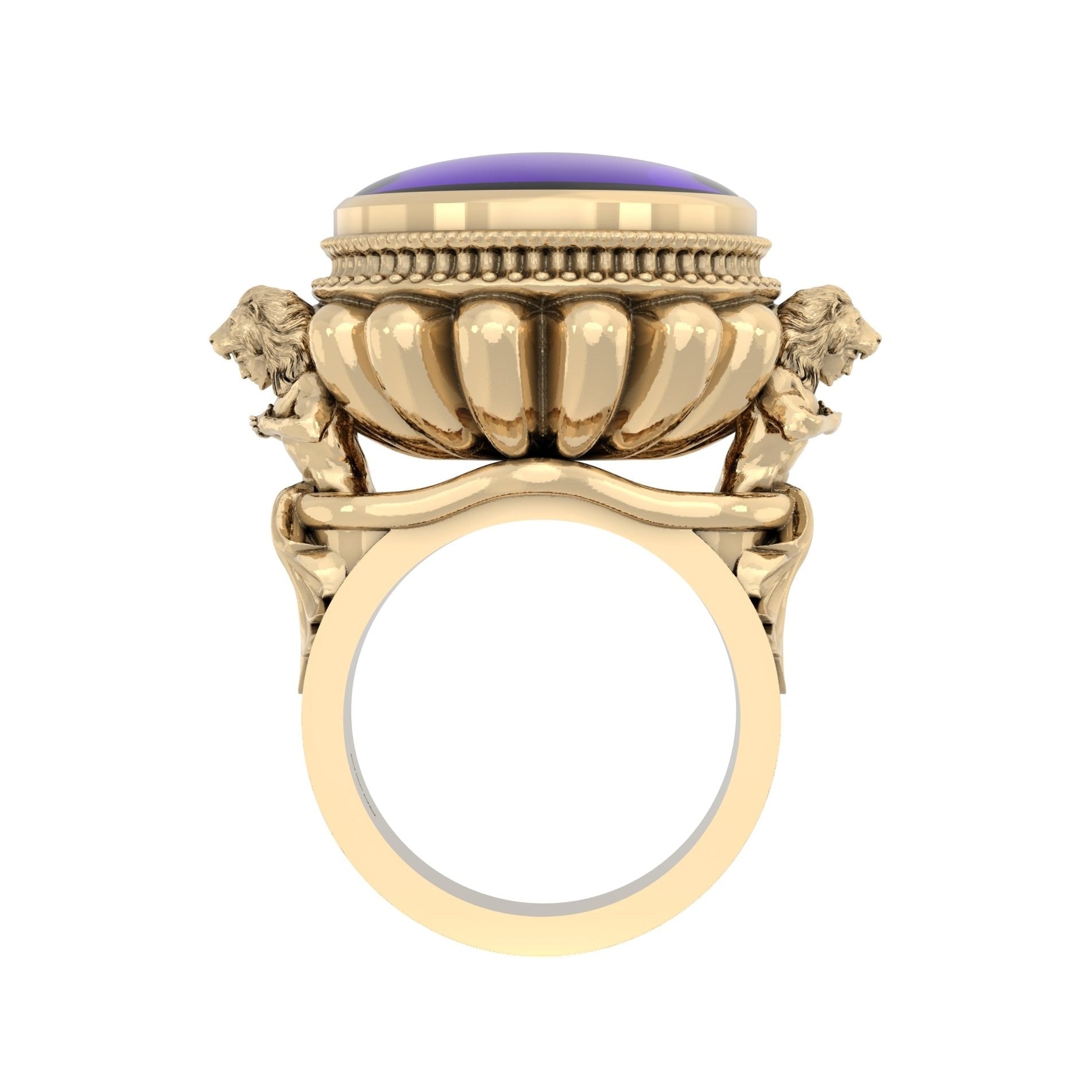 The Herculean Ring in 9ct Gold with Amethyst – Strength in Sculpted Form - BeckonJewel