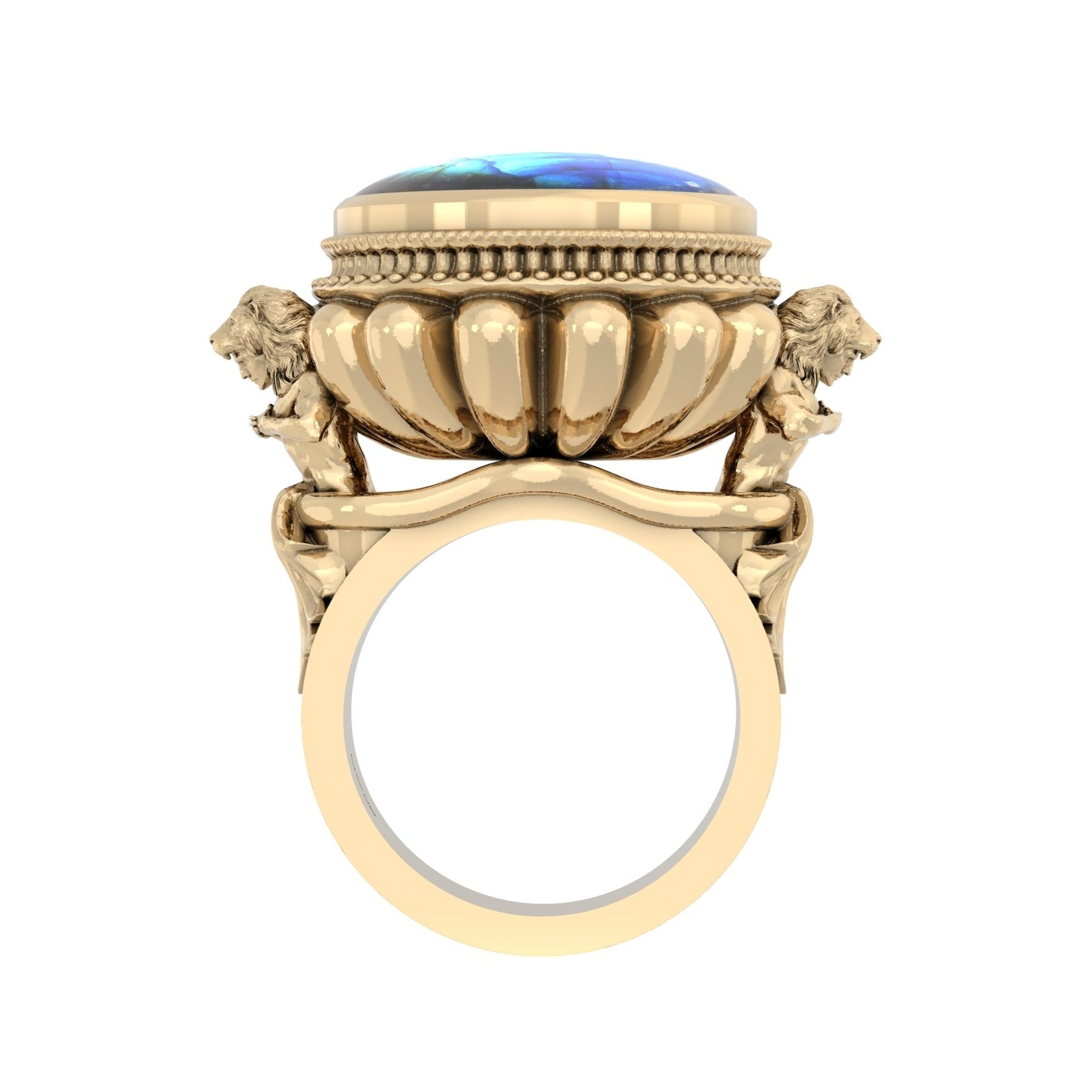 The Herculean Ring in 9ct Gold with Labradorite – Strength in Sculpted Form - BeckonJewel