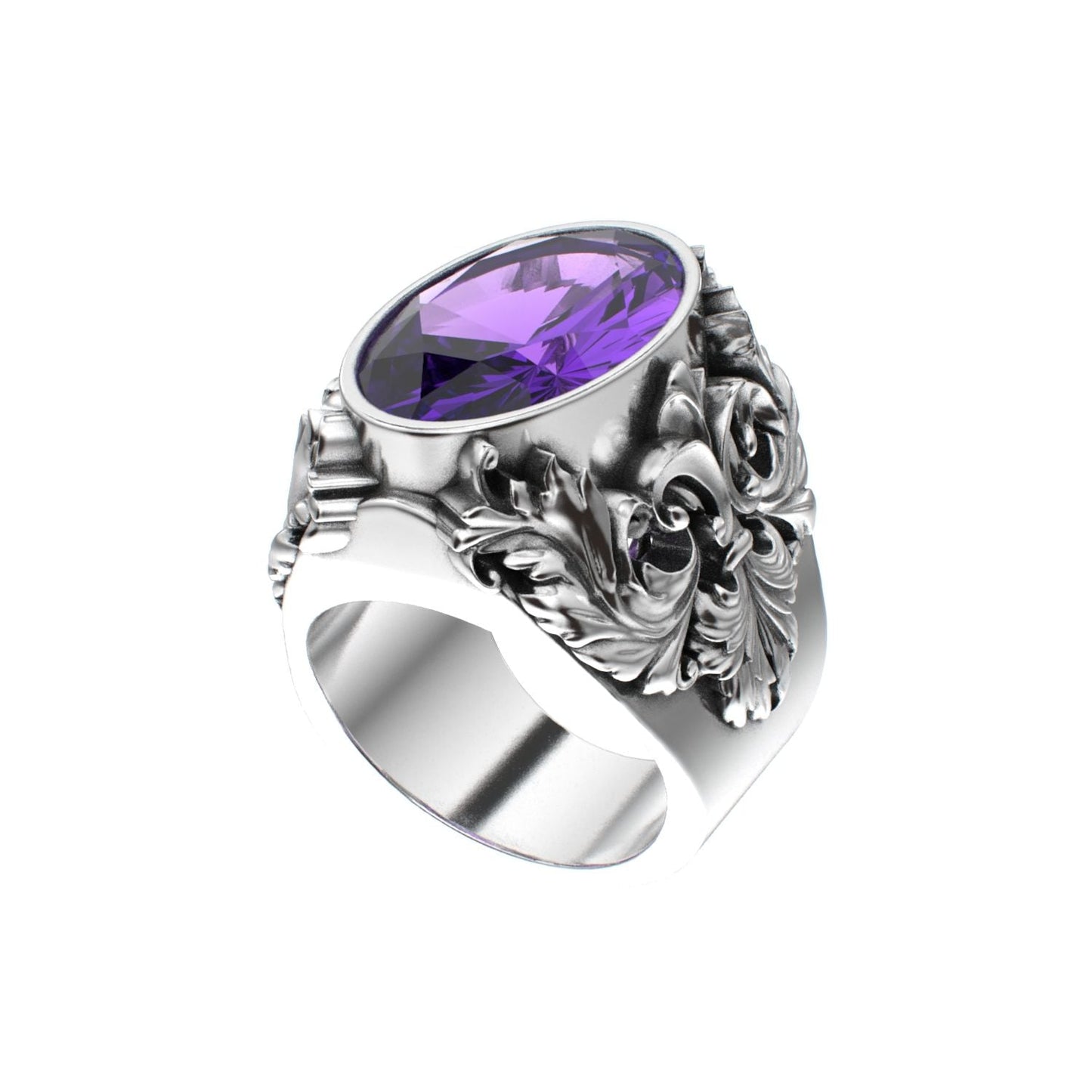 Victorian Filigree Ring - Amethyst - 925 Silver - BeckonJewel