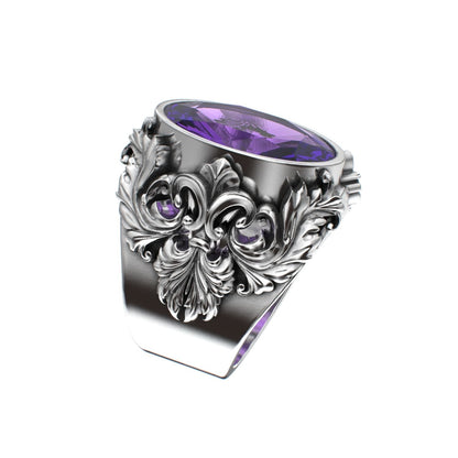 Victorian Filigree Ring - Amethyst - 925 Silver - BeckonJewel