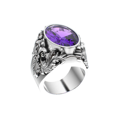 Victorian Filigree Ring - Amethyst - 925 Silver - BeckonJewel