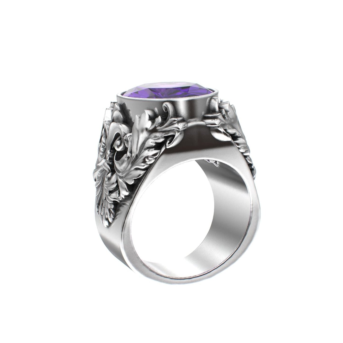 Victorian Filigree Ring - Amethyst - 925 Silver - BeckonJewel