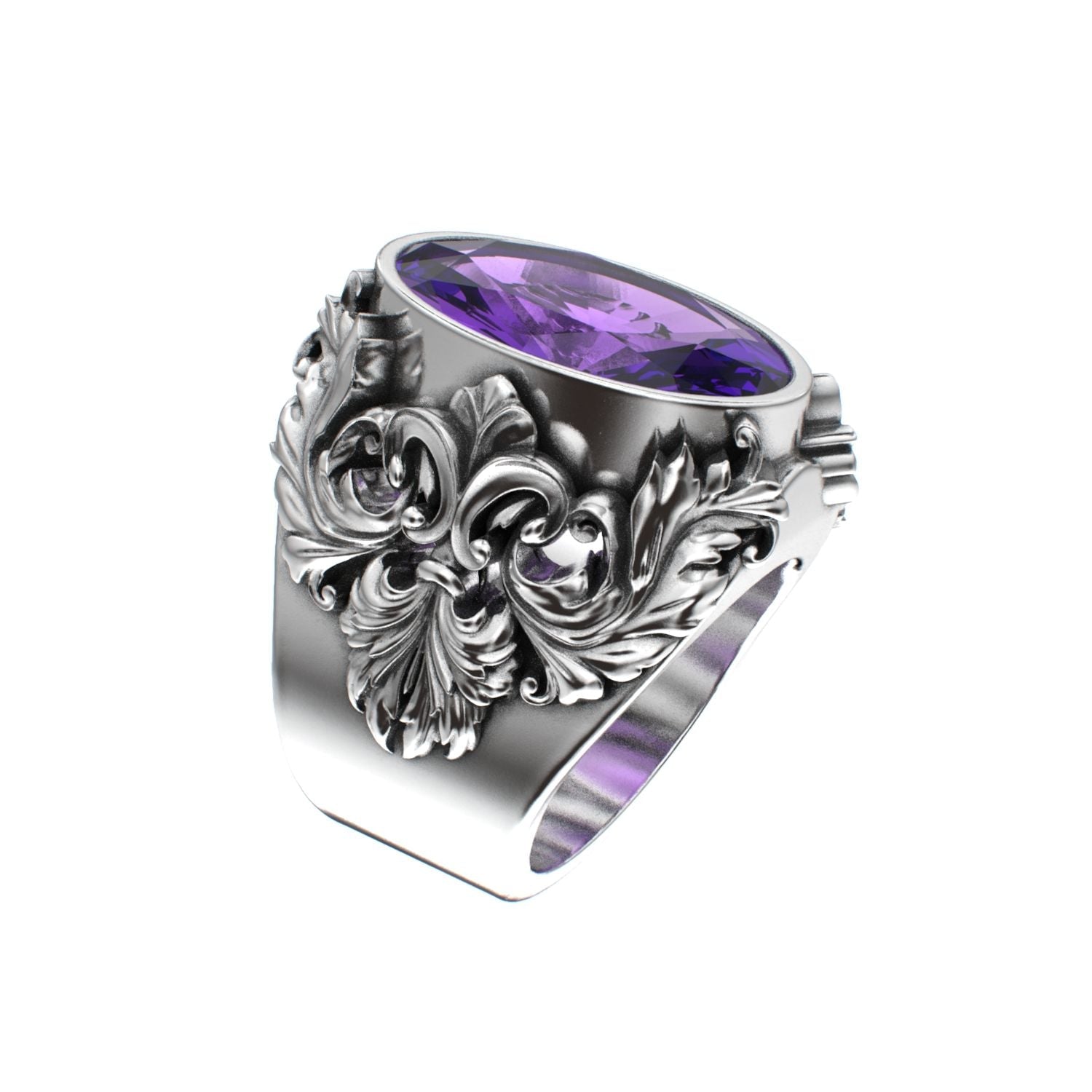 Victorian Filigree Ring - Amethyst - 925 Silver - BeckonJewel