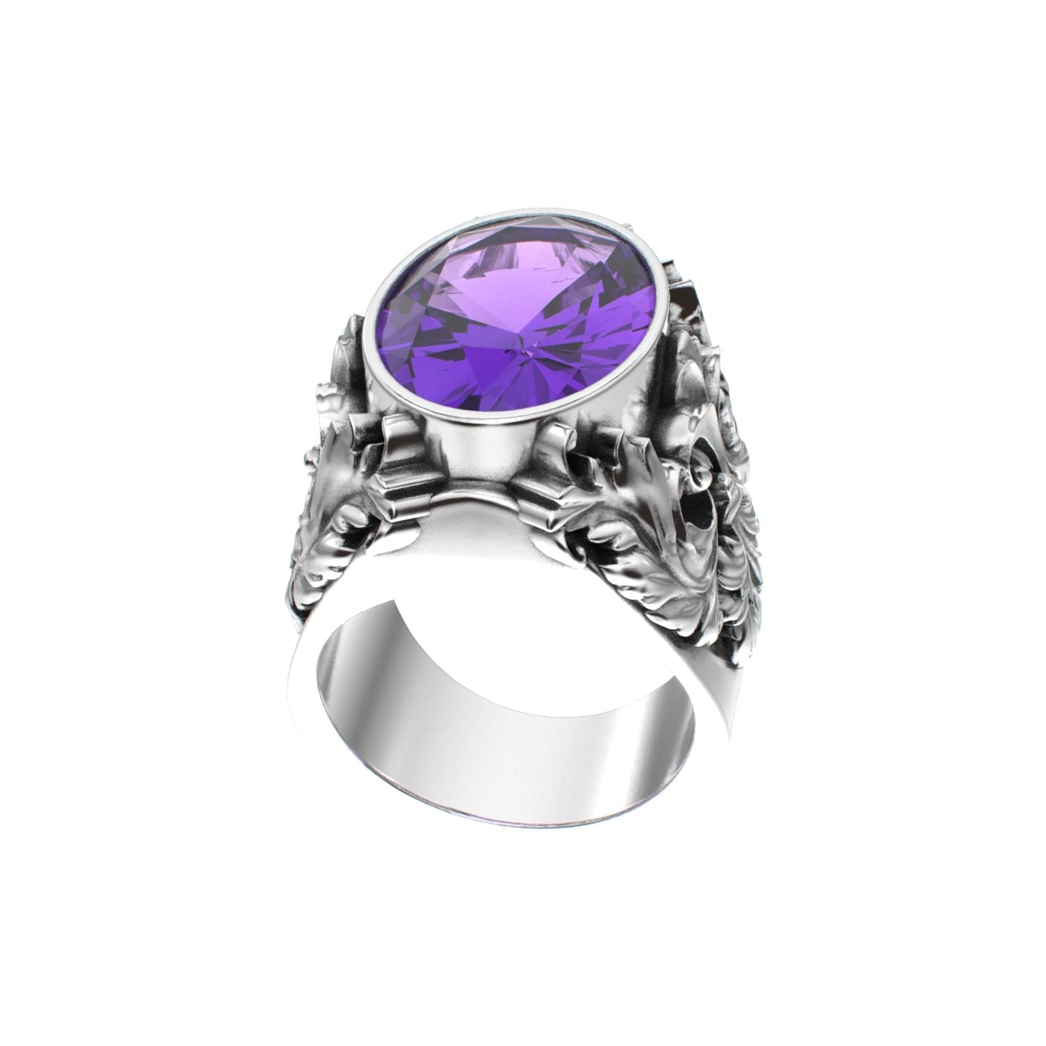 Victorian Filigree Ring - Amethyst - 925 Silver - BeckonJewel