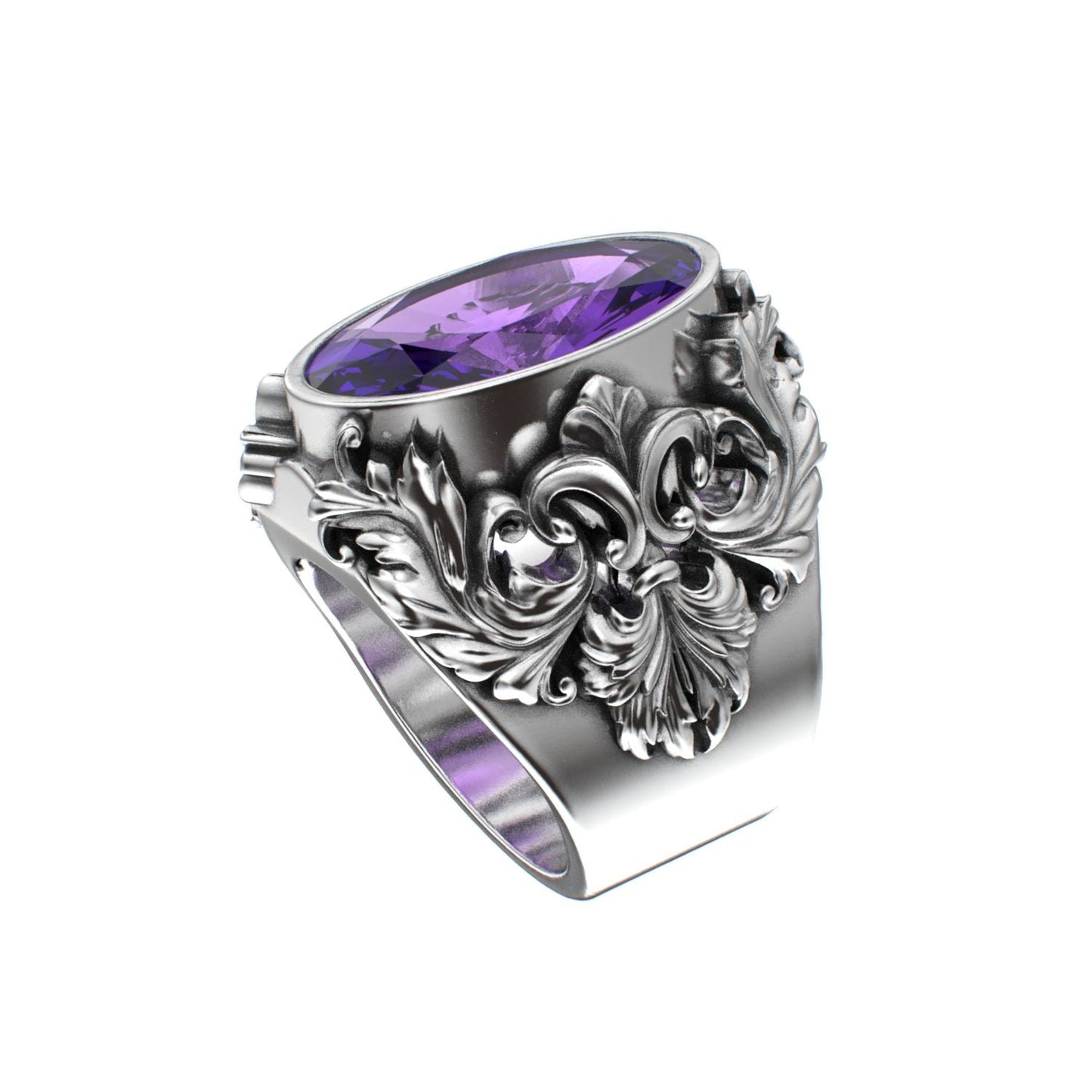 Victorian Filigree Ring - Amethyst - 925 Silver - BeckonJewel