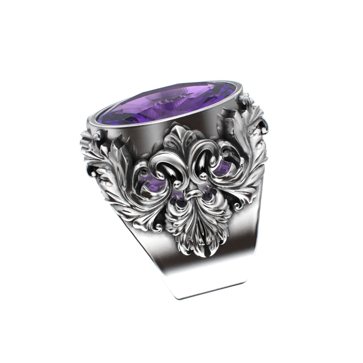 Victorian Filigree Ring - Amethyst - 925 Silver - BeckonJewel