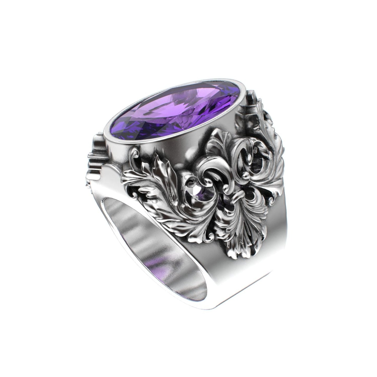 Victorian Filigree Ring - Amethyst - 925 Silver - BeckonJewel