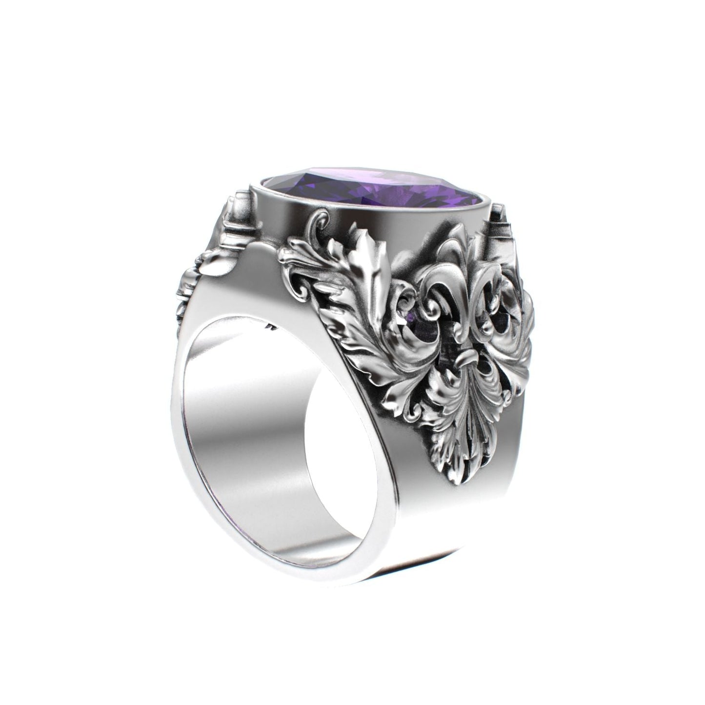 Victorian Filigree Ring - Amethyst - 925 Silver - BeckonJewel