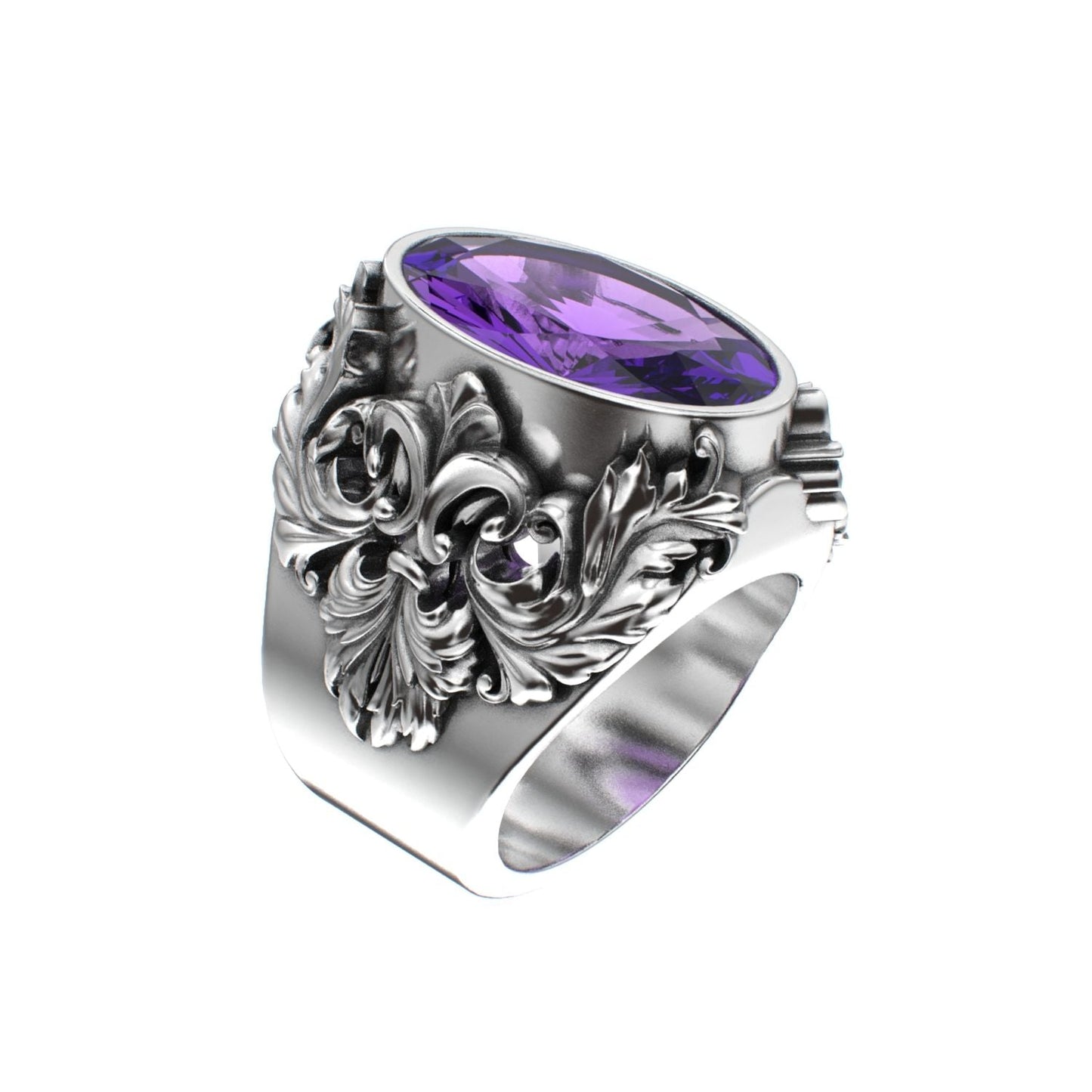 Victorian Filigree Ring - Amethyst - 925 Silver - BeckonJewel