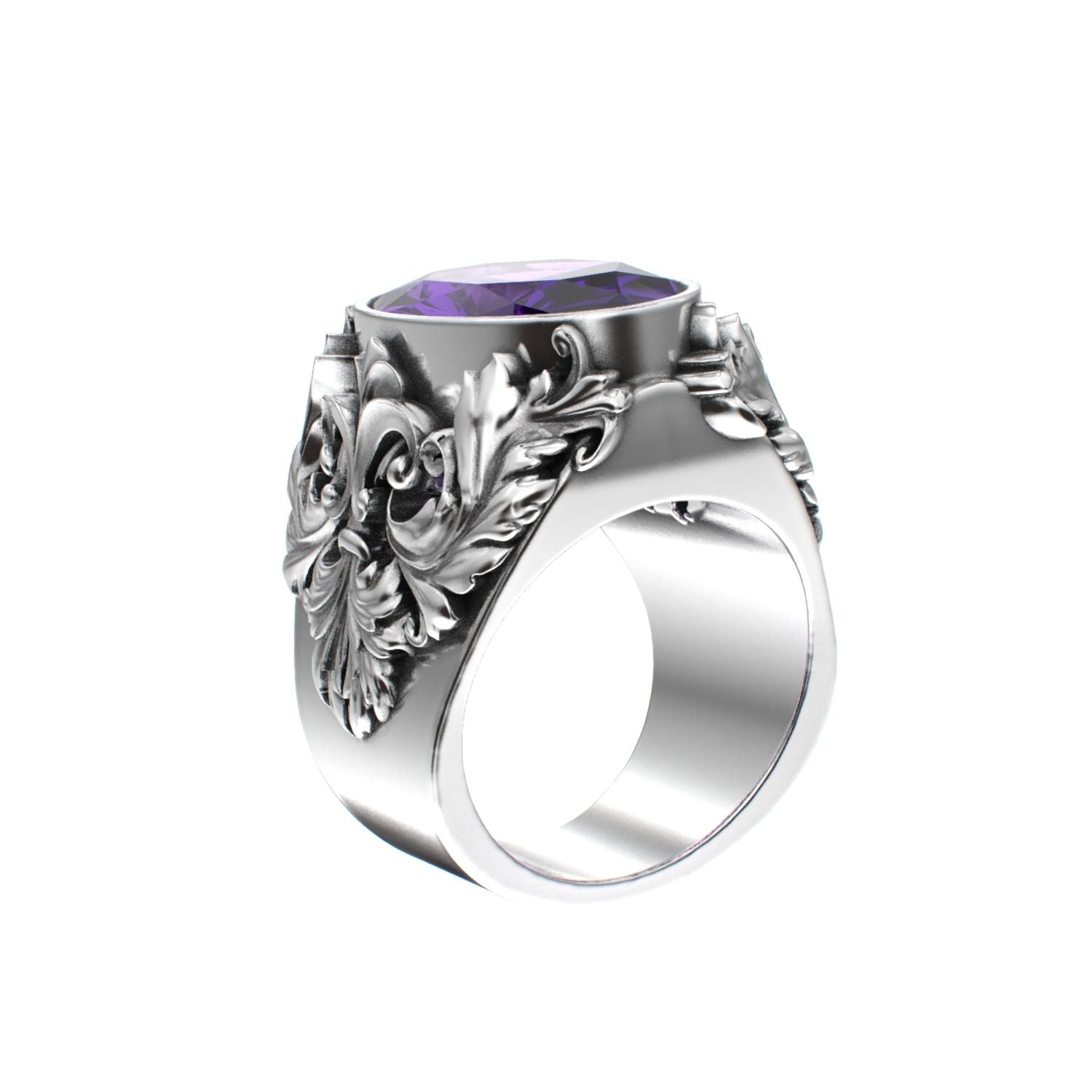 Victorian Filigree Ring - Amethyst - 925 Silver - BeckonJewel