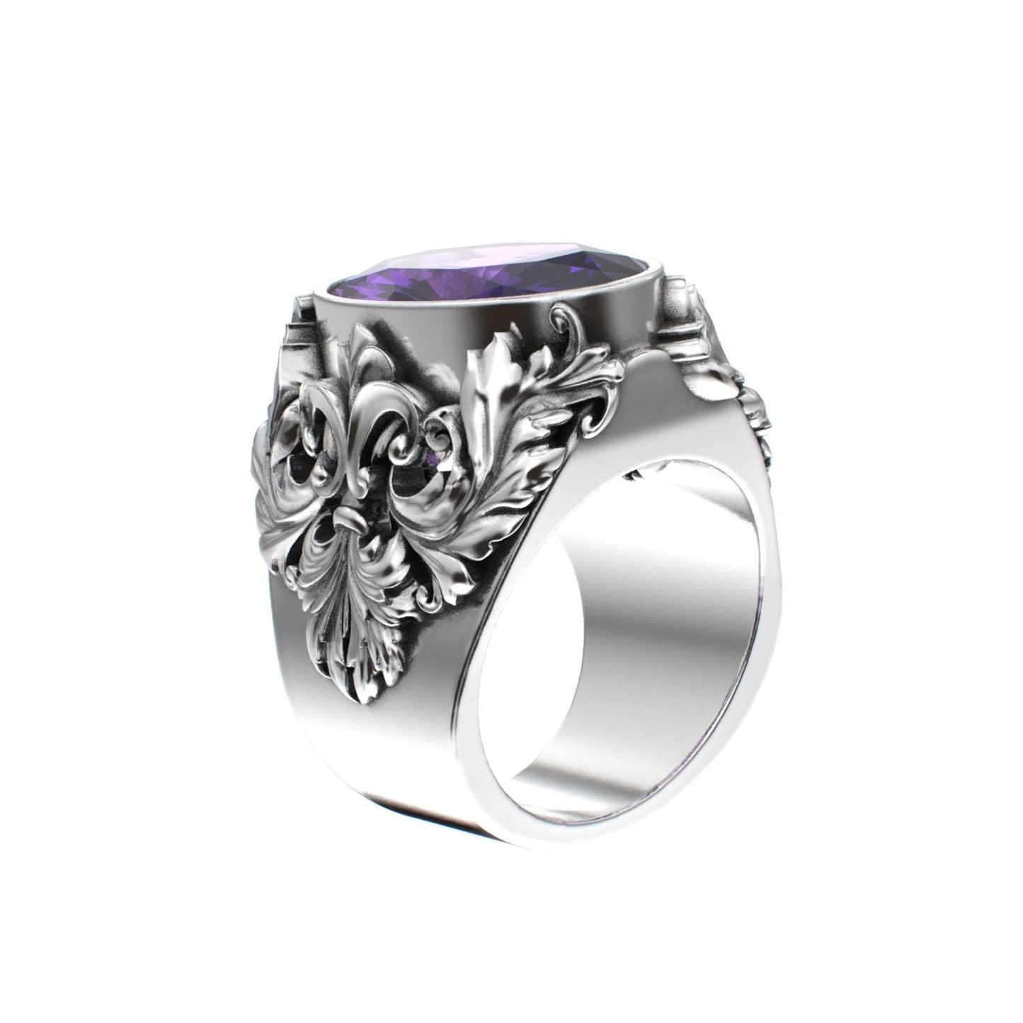 Victorian Filigree Ring - Amethyst - 925 Silver - BeckonJewel