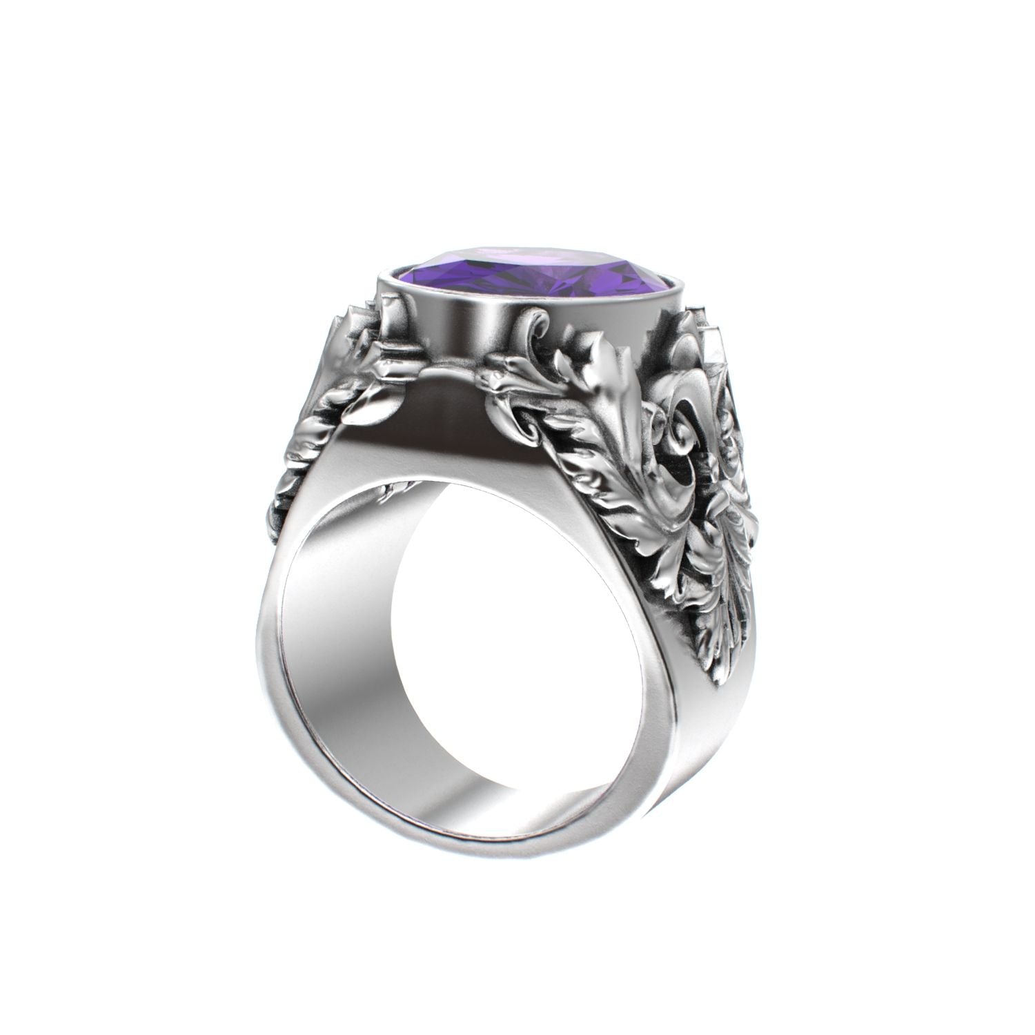 Victorian Filigree Ring - Amethyst - 925 Silver - BeckonJewel