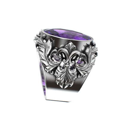 Victorian Filigree Ring - Amethyst - 925 Silver - BeckonJewel