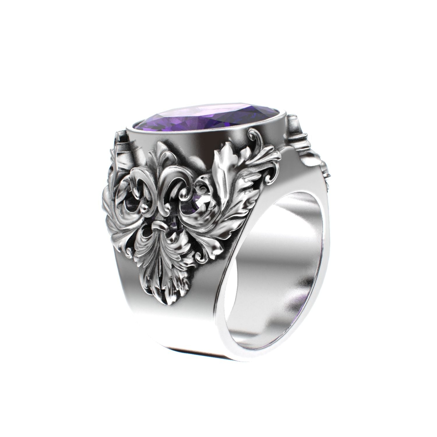 Victorian Filigree Ring - Amethyst - 925 Silver - BeckonJewel