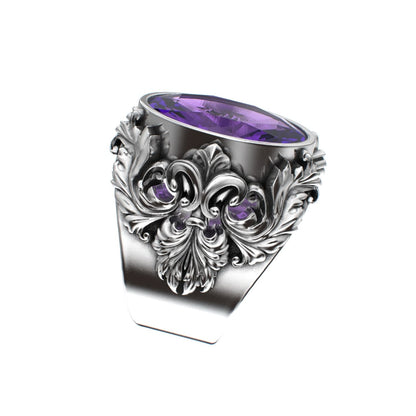 Victorian Filigree Ring - Amethyst - 925 Silver - BeckonJewel