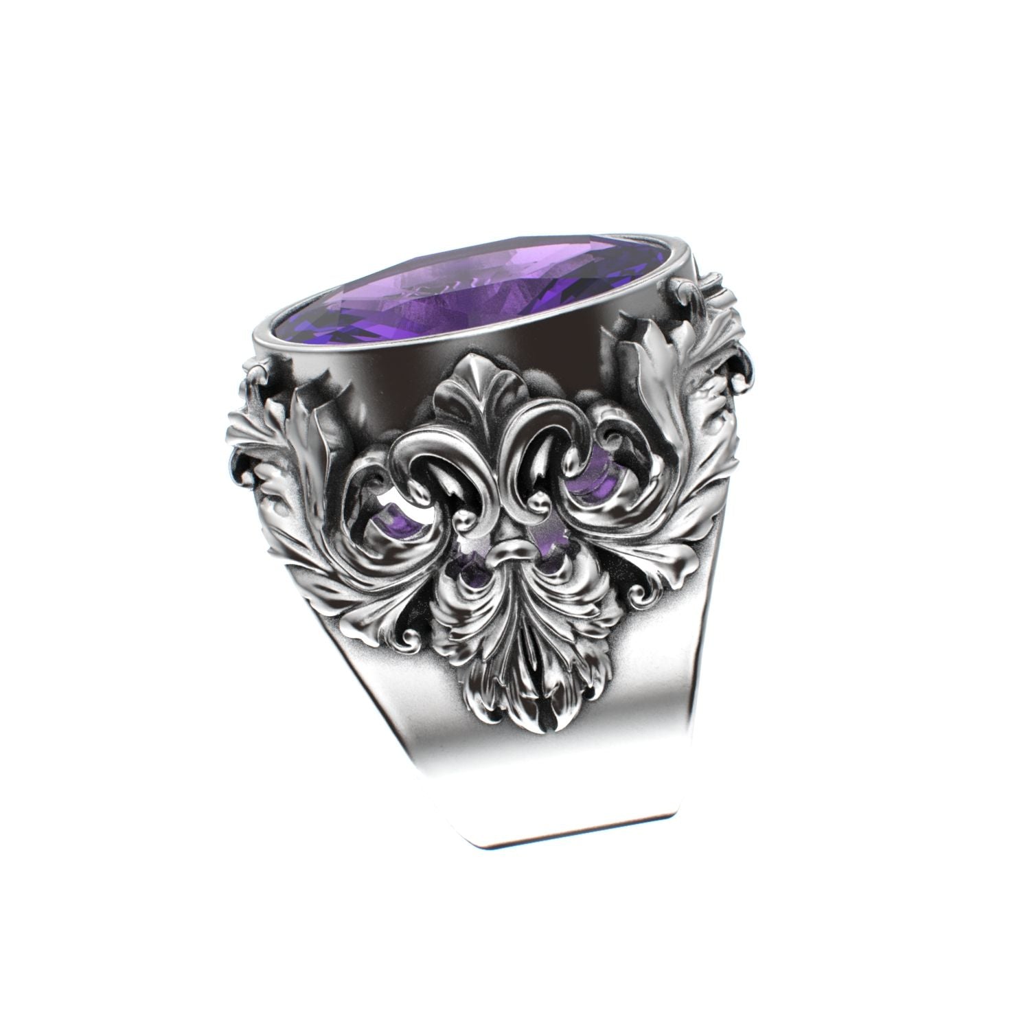 Victorian Filigree Ring - Amethyst - 925 Silver - BeckonJewel