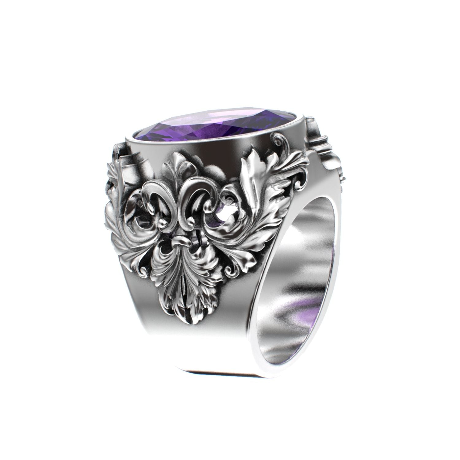 Victorian Filigree Ring - Amethyst - 925 Silver - BeckonJewel