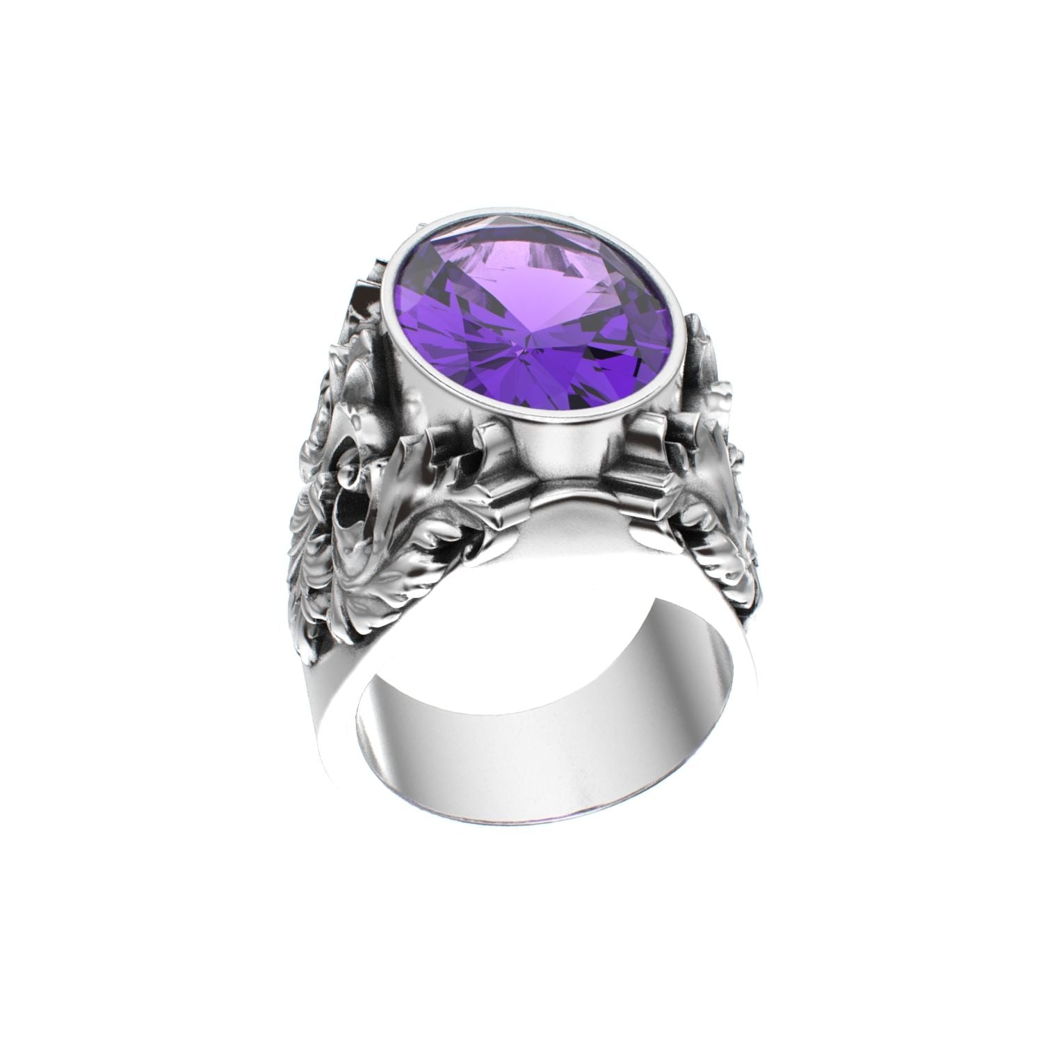 Victorian Filigree Ring - Amethyst - 925 Silver - BeckonJewel