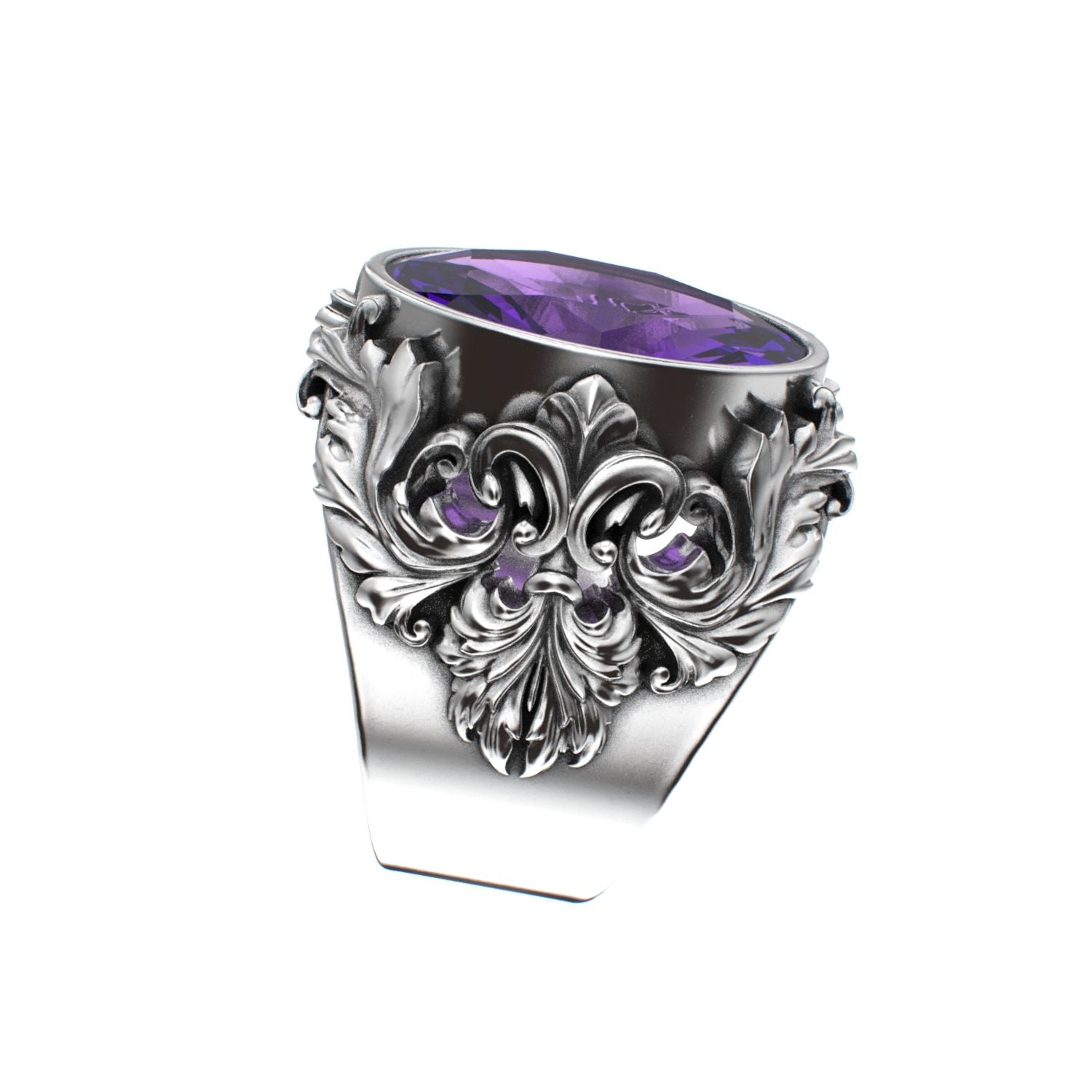 Victorian Filigree Ring - Amethyst - 925 Silver - BeckonJewel