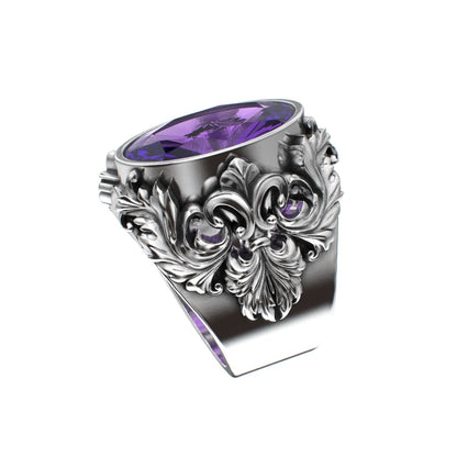 Victorian Filigree Ring - Amethyst - 925 Silver - BeckonJewel